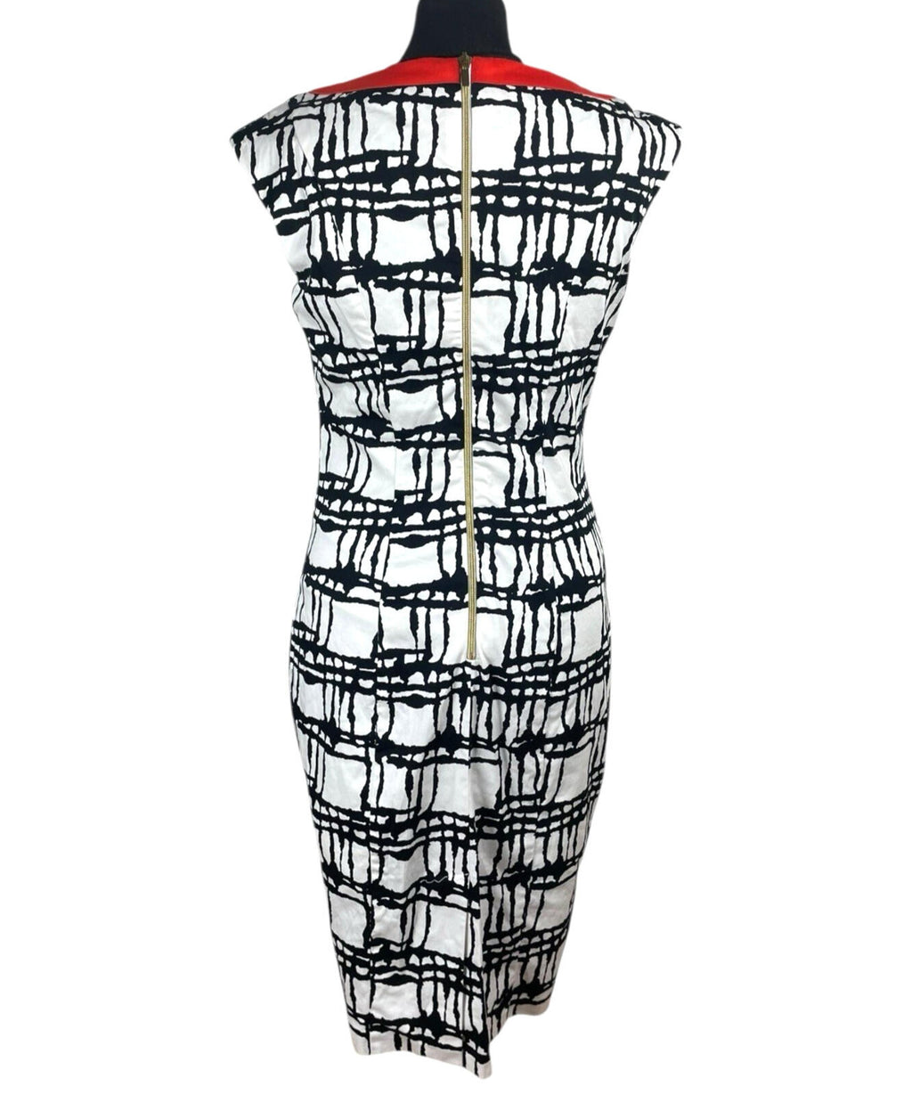 TU Gok Wan Party Dress Women’s UK Size 12 Knee Length Midi Black White