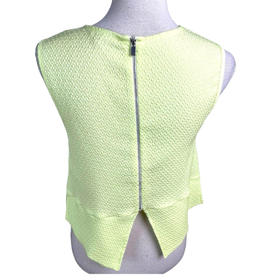 River Island Neon Yellow Tank Top Cropped Textured Women’s UK Size 12