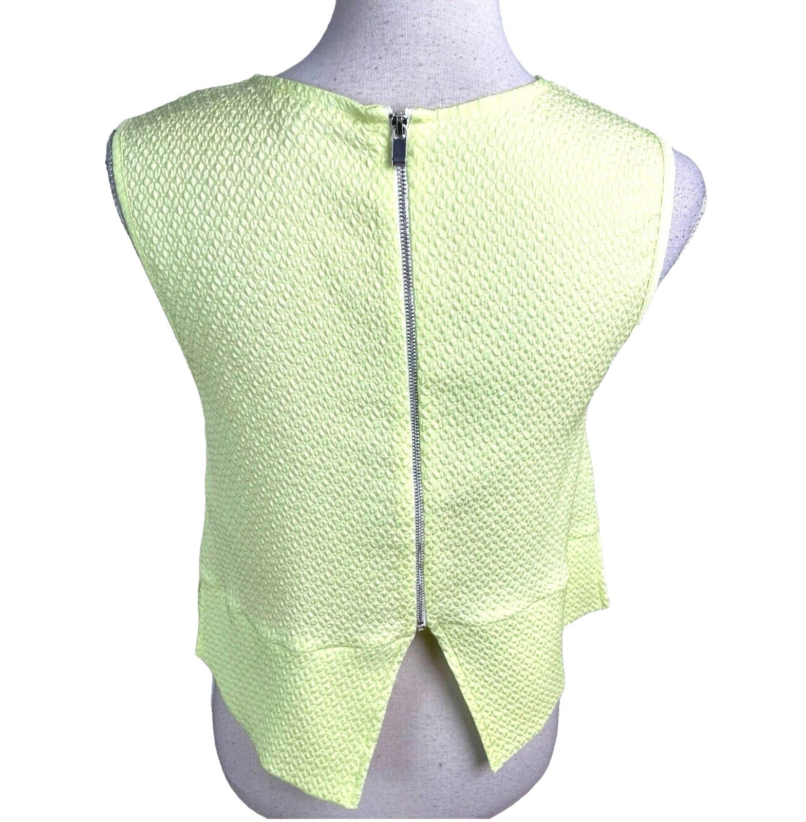 River Island Neon Yellow Tank Top Cropped Textured Women’s UK Size 12