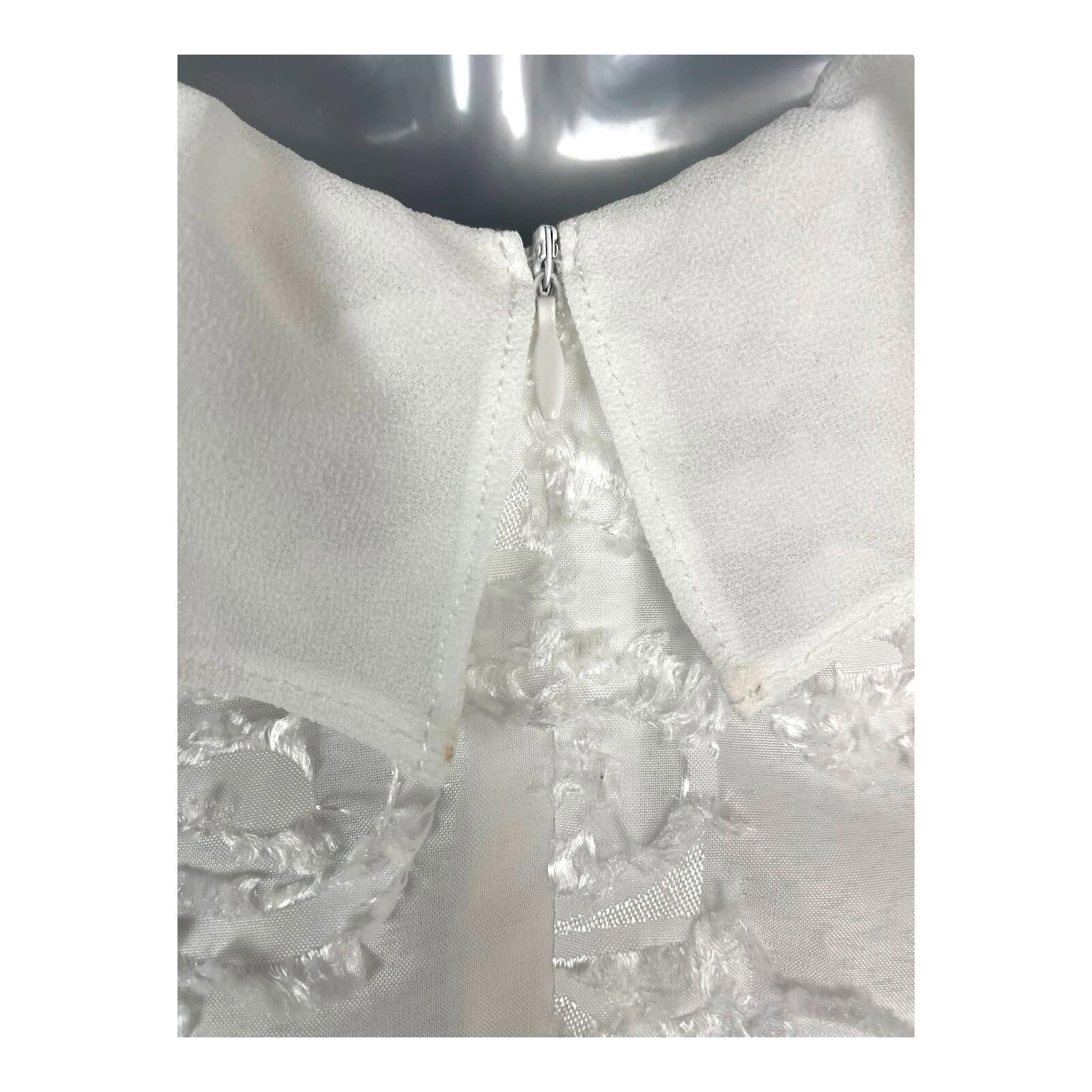 China Base White Frill Textured Blouse Top Women’s UK Size 8