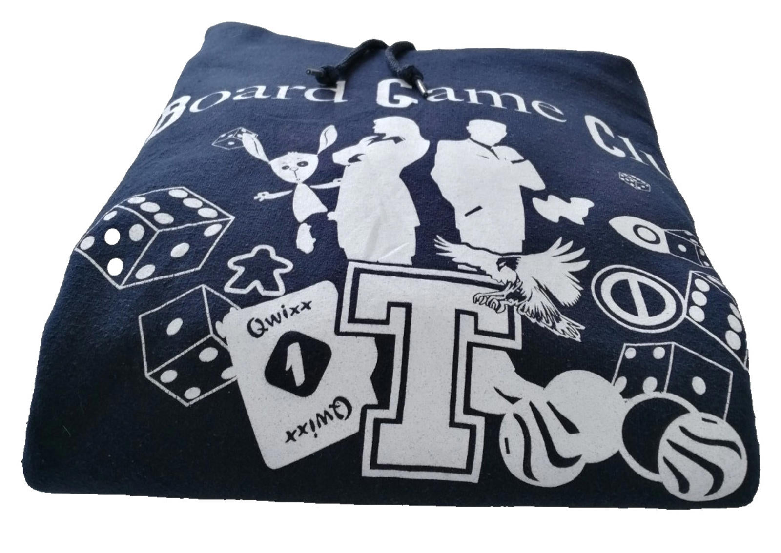 Graphic Print Hoodie Men's Size M Navy Blue Jersey Board Game Club