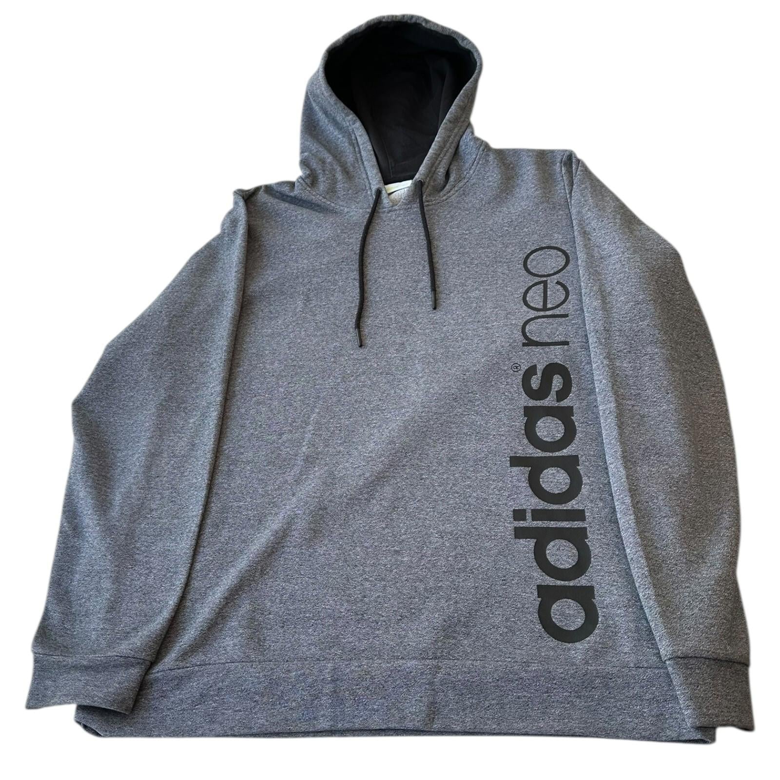 Adidas Neo Hoodie Men's UK Size XL Grey Graphic Print Light Casual Sports Jersey