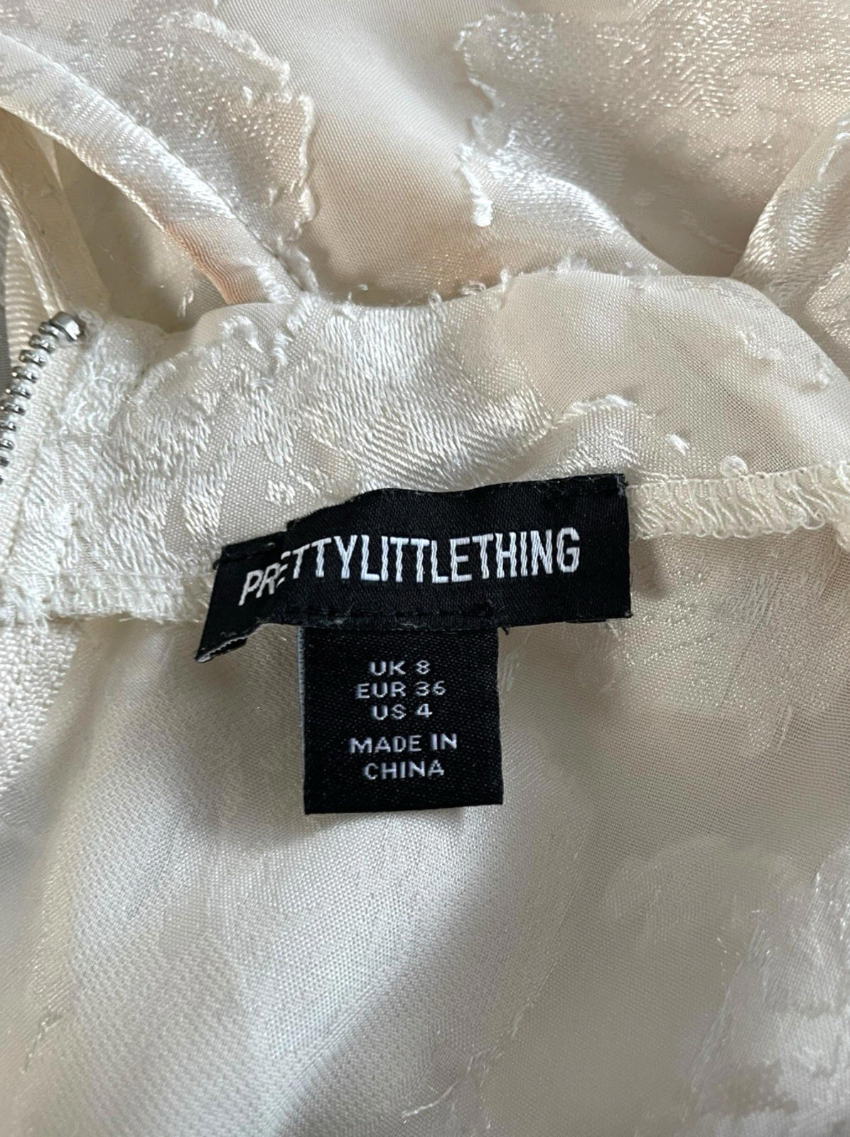 Pretty Little Thing Cream Satin Croptop High Neck Tie Back Women’s UK Size 8