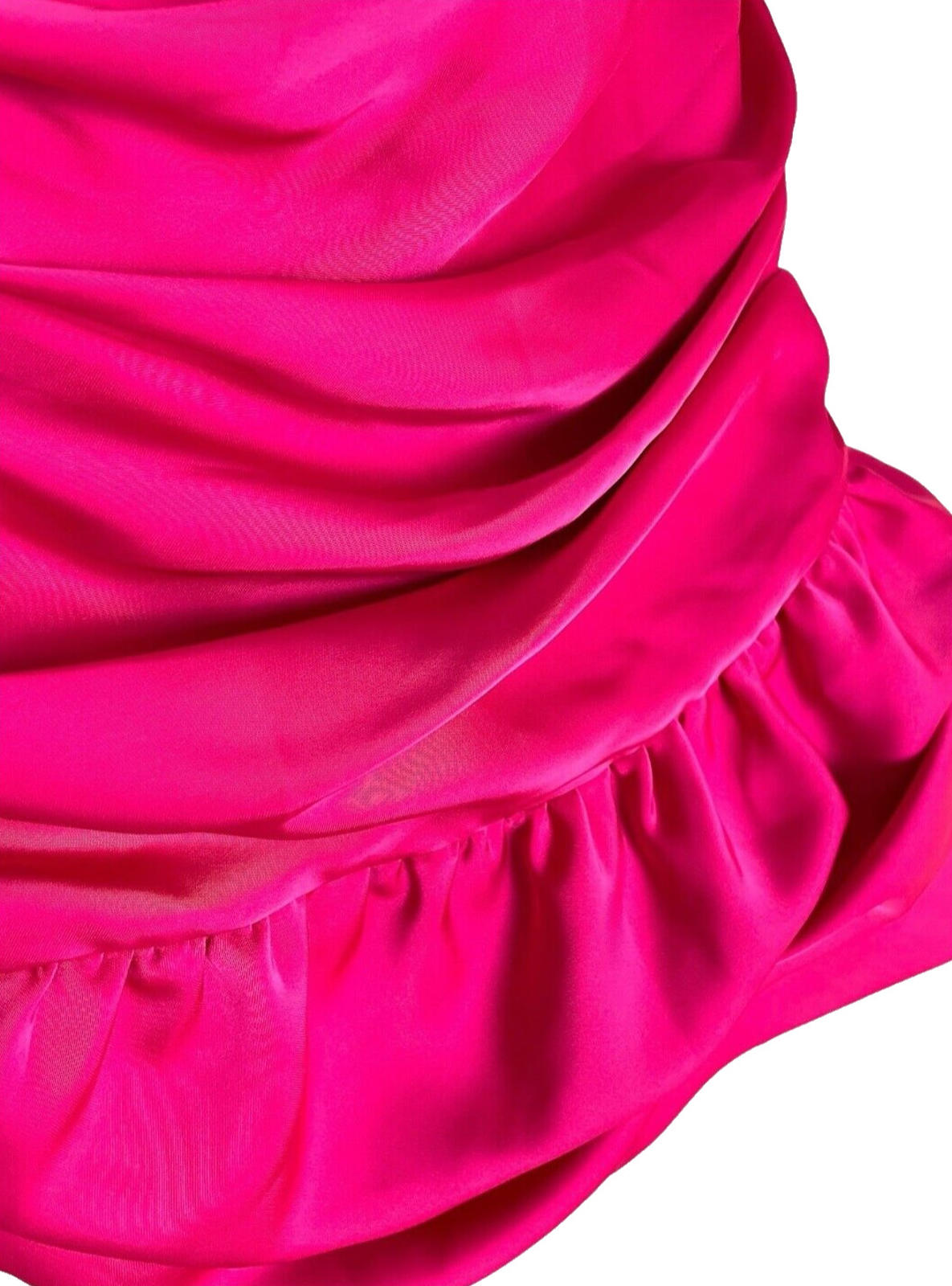 Pink Satin Ruffle Top Strapless Blouse Women’s UK Size S