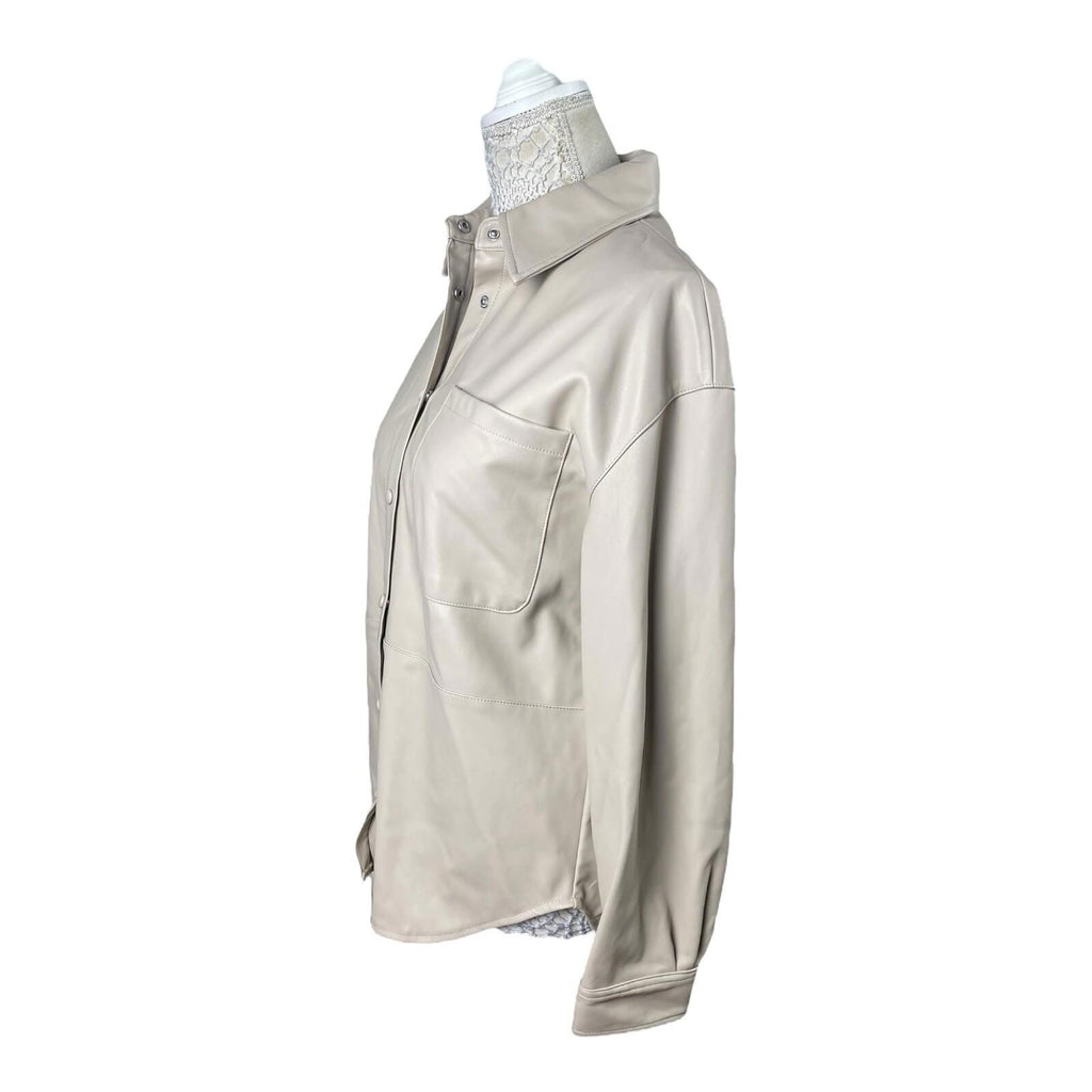 Stradivarius Beige Leather Look Shirt Jacket Women’s UK Size XS