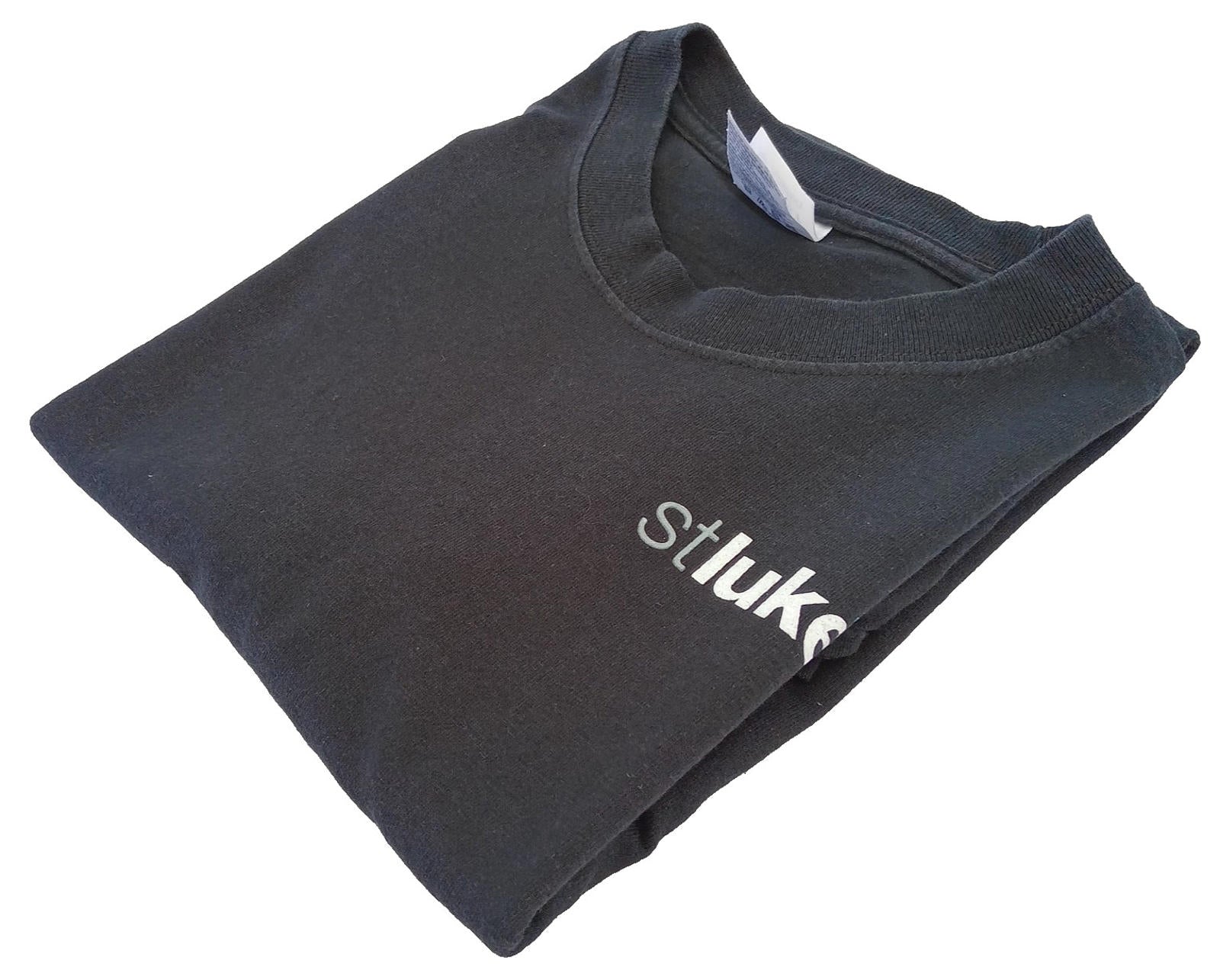 St Luke's Print T-Shirt Women's UK Size M Black Crew Neck Cotton Double Sided