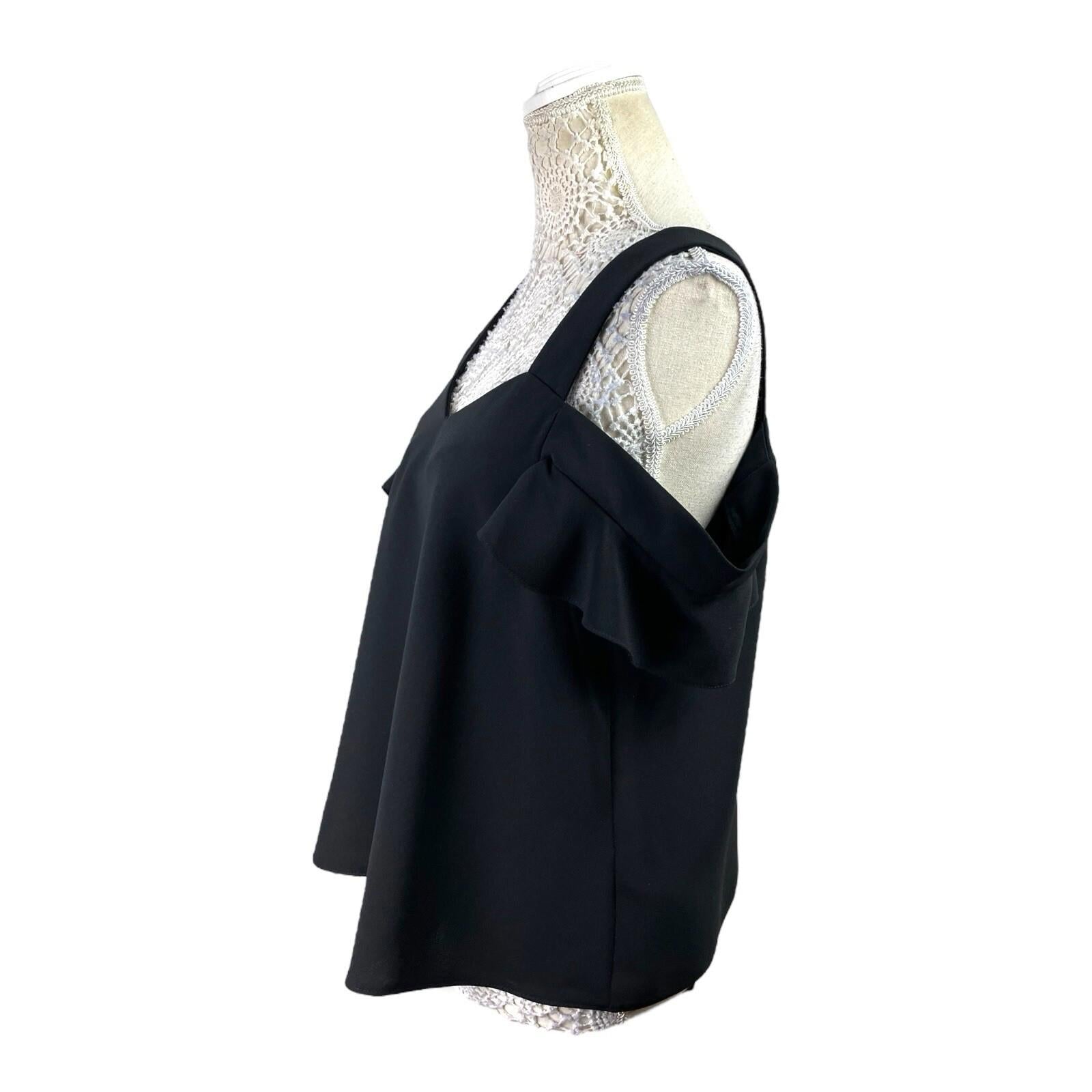 Topshop Black Peplum Top Frill Sleeve Women’s UK Size 12