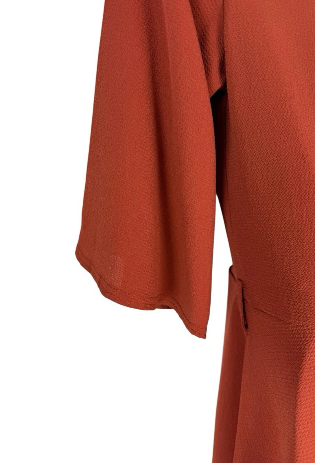 Boohoo Burnt Orange Mini Dress V Neck 3/4 Sleeve Women’s UK Size 12