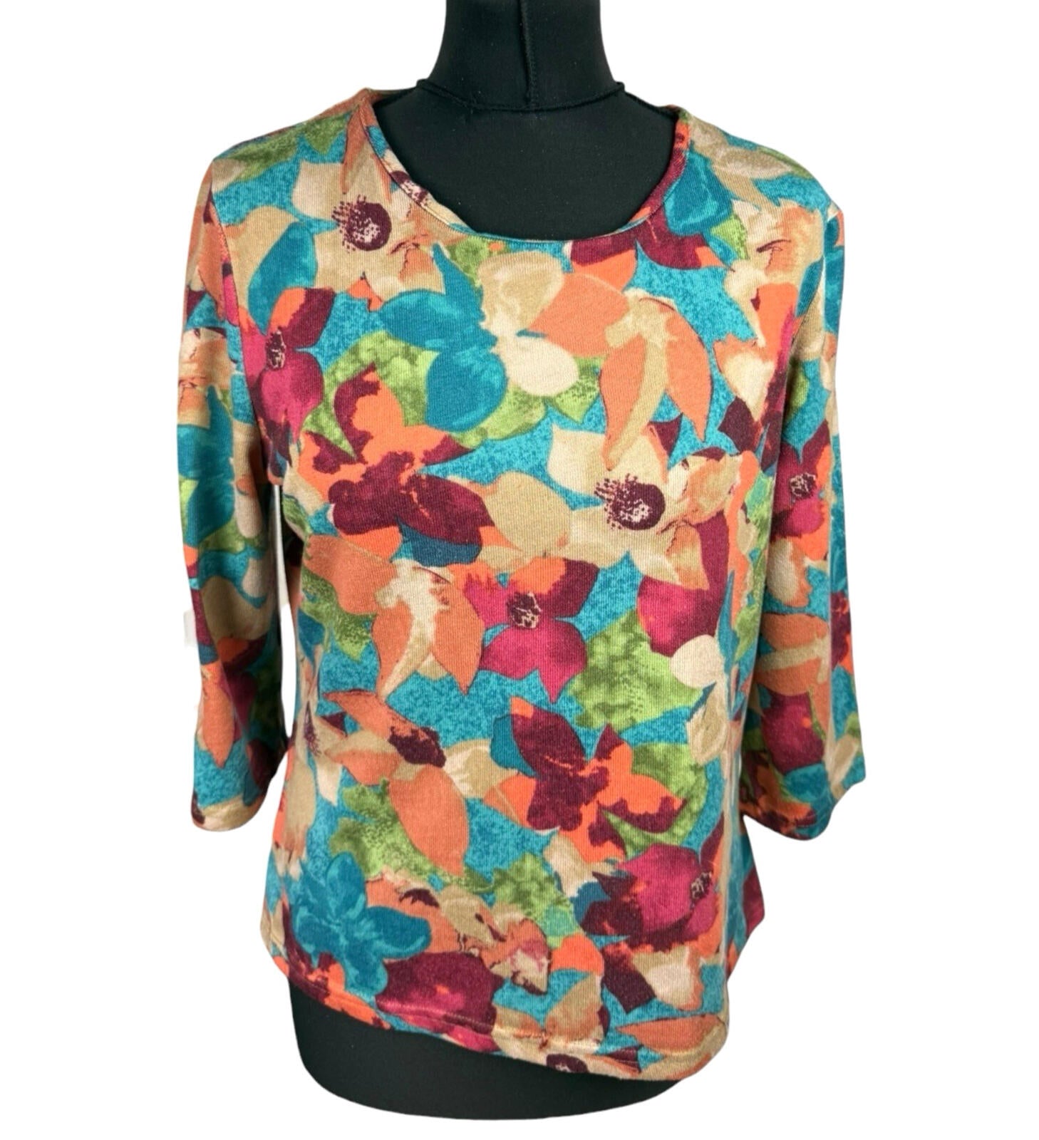Honor Millburn Floral Top Women’s UK Size 10 3/4 Sleeve Multicolour