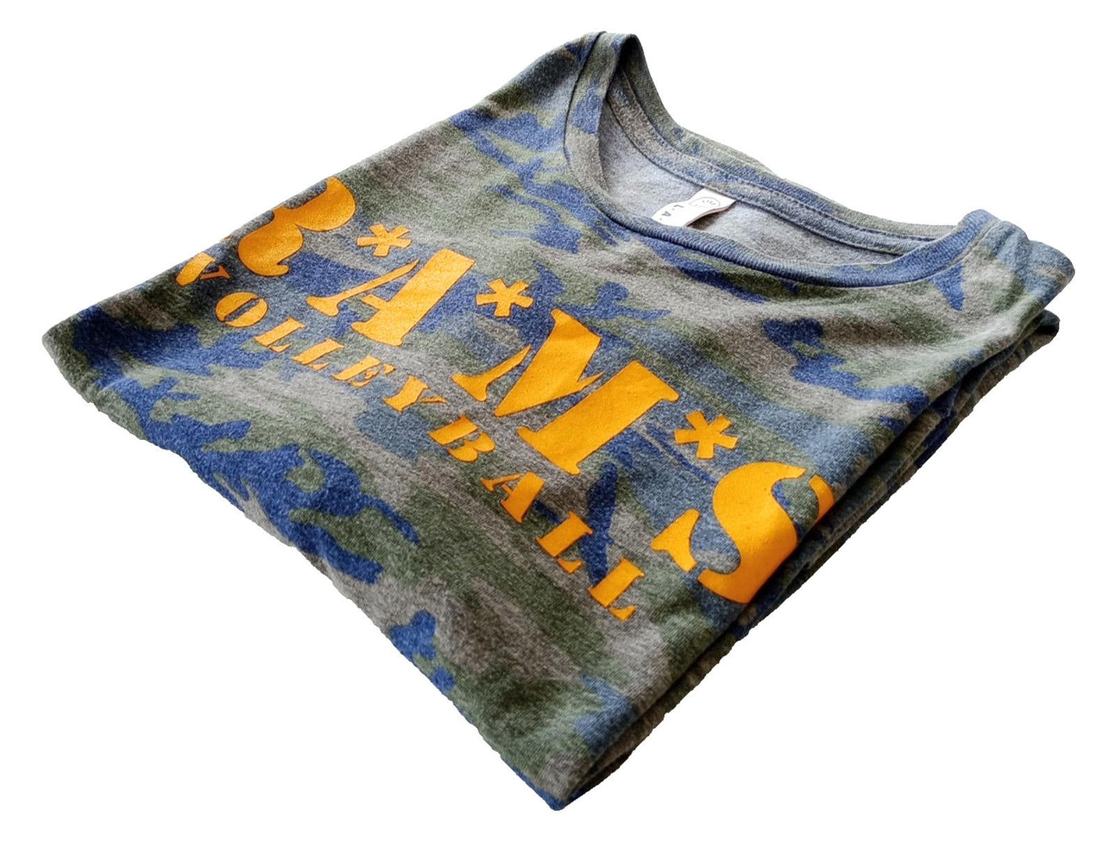 RAMS Volleyball Graphic Print T-Shirt Men's UK Size M Grey Crew Neck Cammo