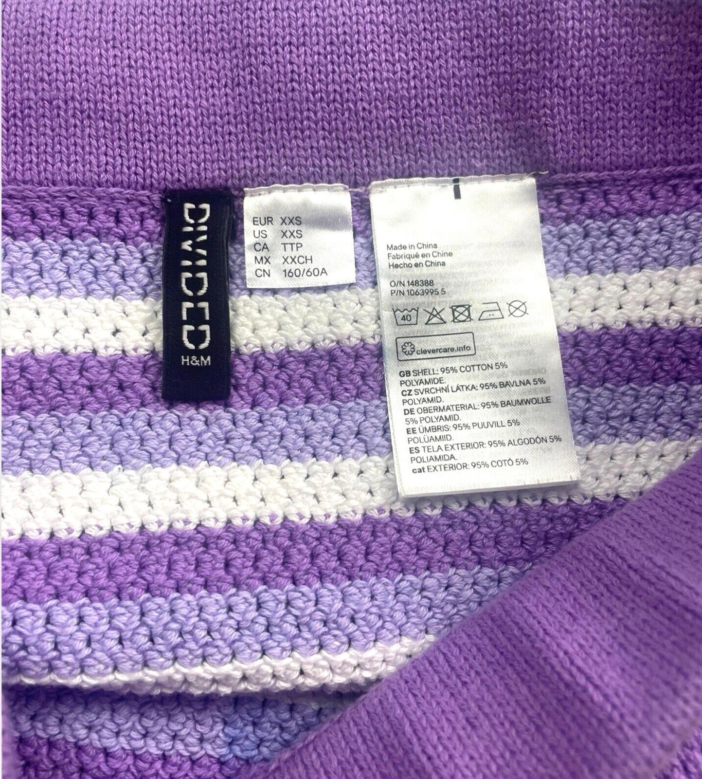 Divided Mini Skirt Purple Stripe Crochet Look Women’s UK Size XXS