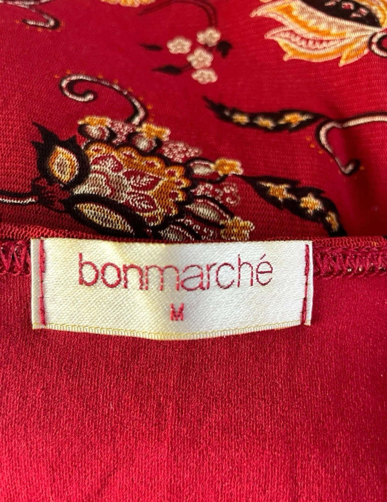 Bonmarche Blouse Red Floral Chiffon Top Women’s UK Size M (10-12)