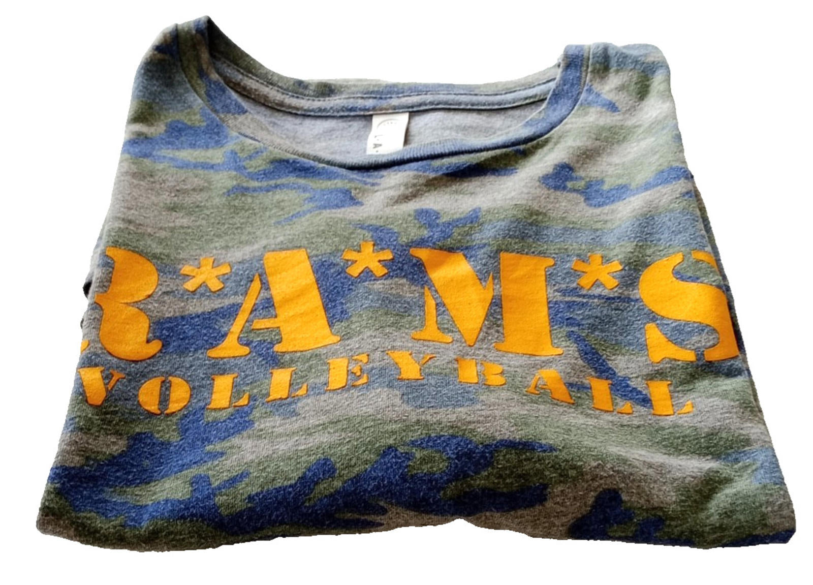 RAMS Volleyball Graphic Print T-Shirt Men's UK Size M Grey Crew Neck Cammo