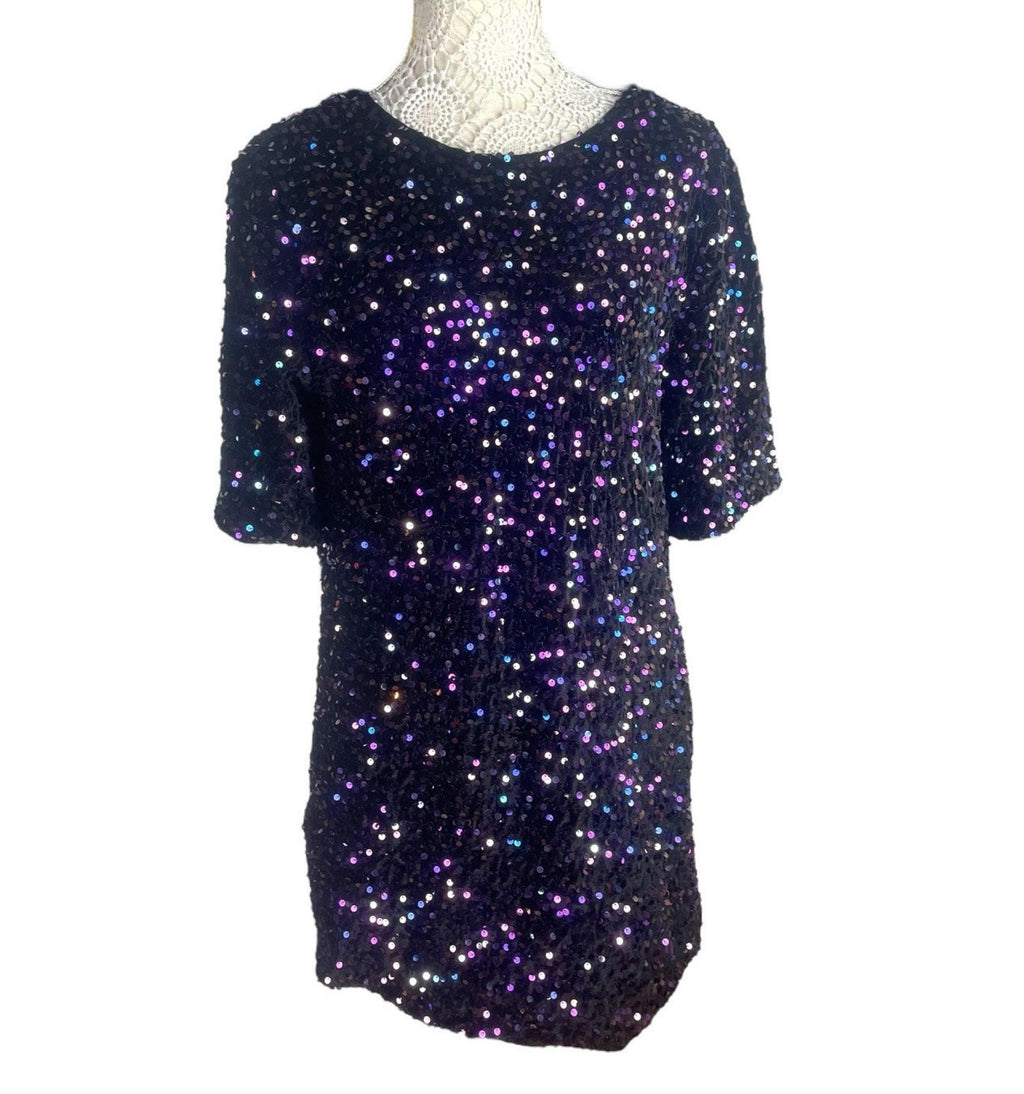 Full Sequin Party Mini Dress Backless Women’s UK Size L (12-14)
