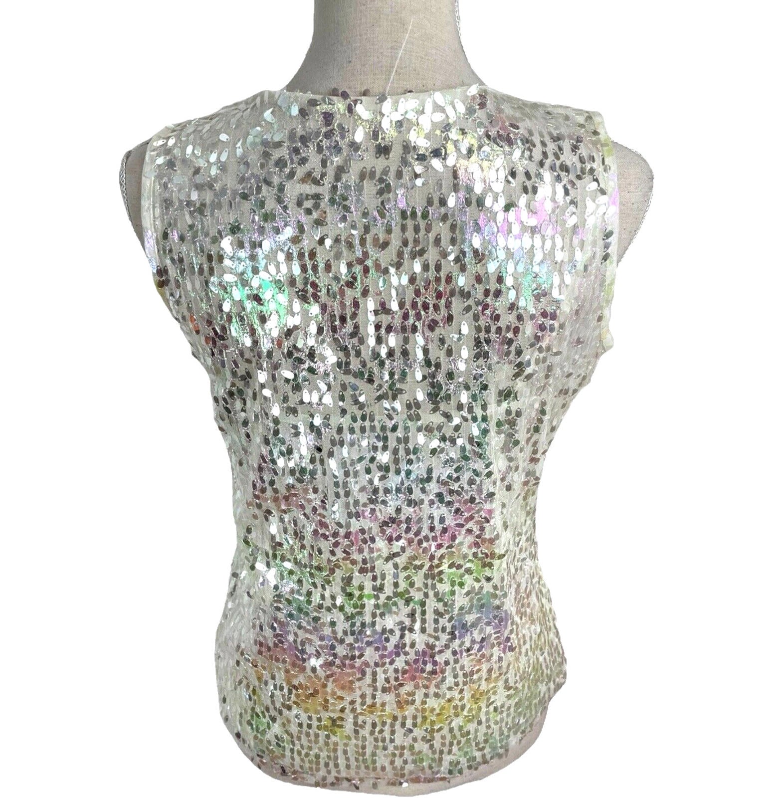 Sequin Crop Top & Waistcoat Co-Ord Women’s UK Size 8 Iridescent Butterfly Detail