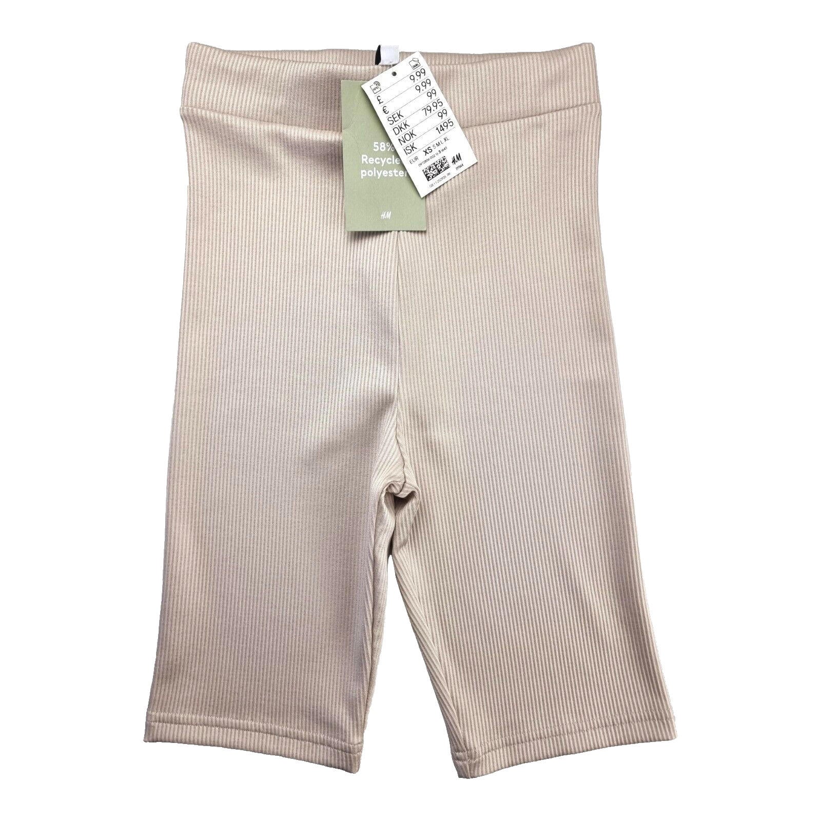 Divided H&M Ribbed Shorts Women''s UK Size XS-S Stretch Seamless Beige