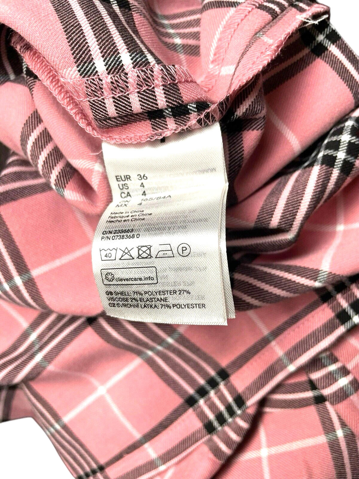 Divided Mini Dress Pink Check Pinafore Women’s UK Size 8