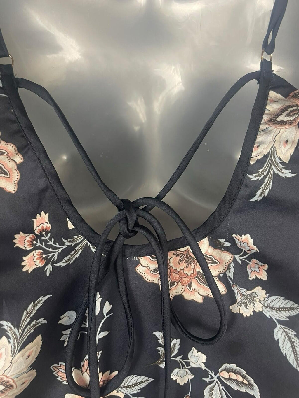 New Look Satin Camisole Top Women’s UK Size 8 Adjustable Strap Blue Floral