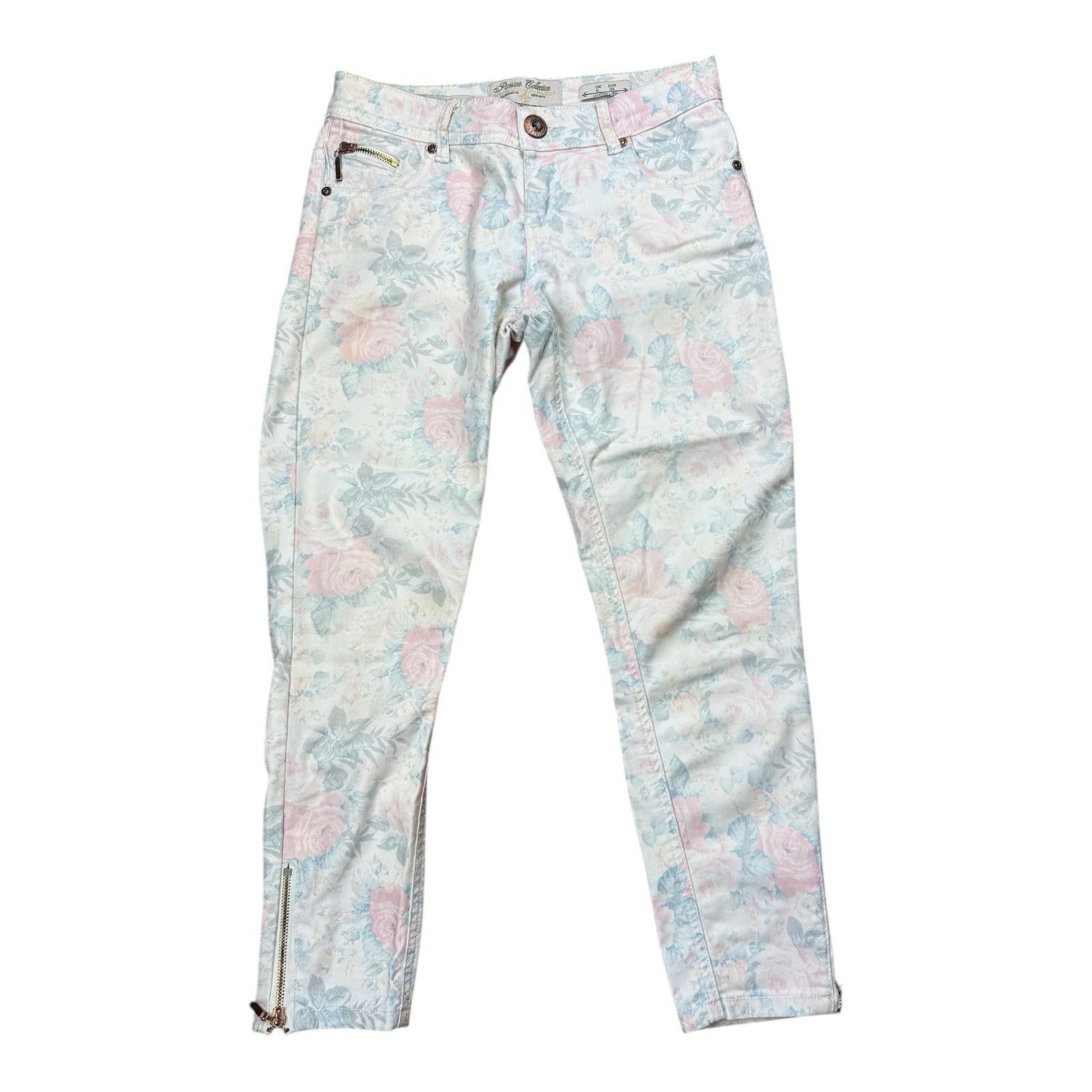 Parisian Collection Cropped Jeans Floral Print Stretch Women’s UK Size 8