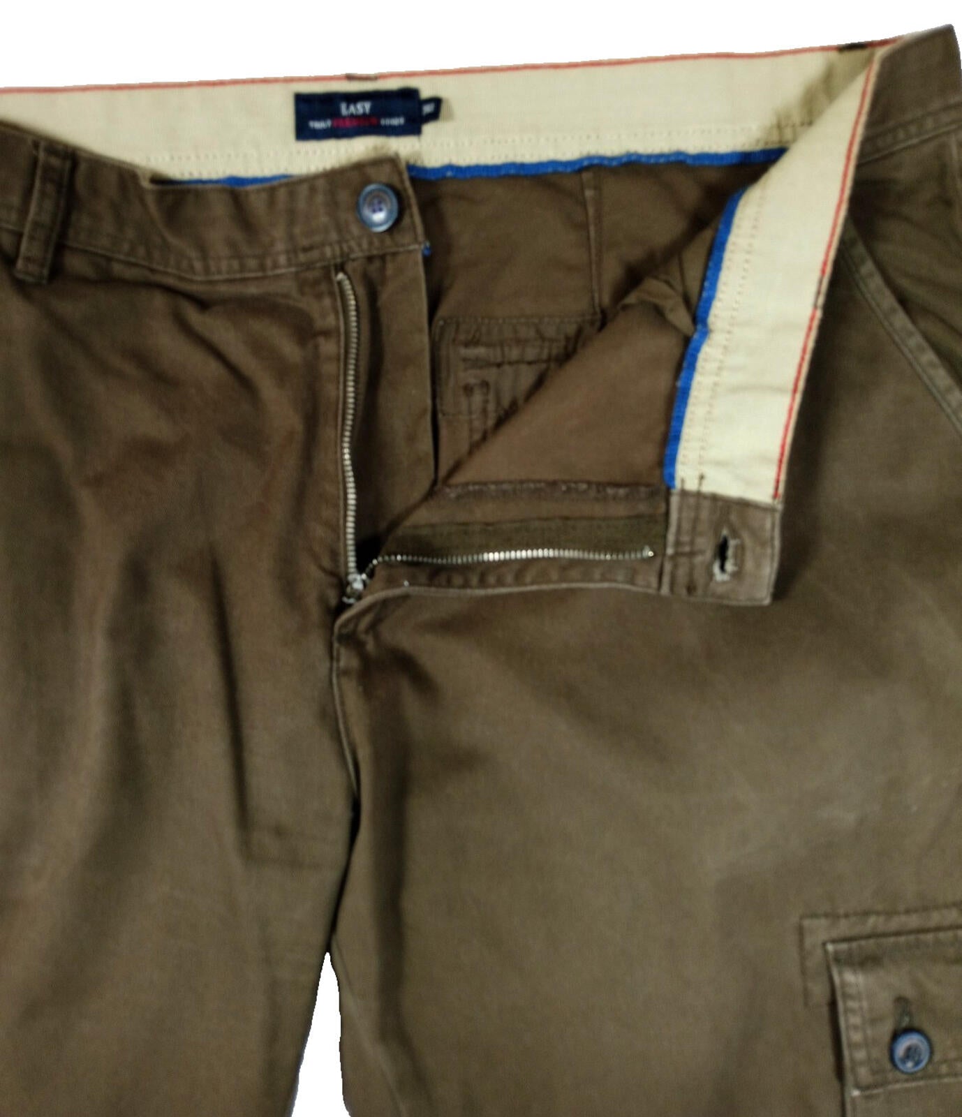 Easy Cargo Trousers Men's UK Size W38 L29 Brown 6 Pocket Design 100% Cotton