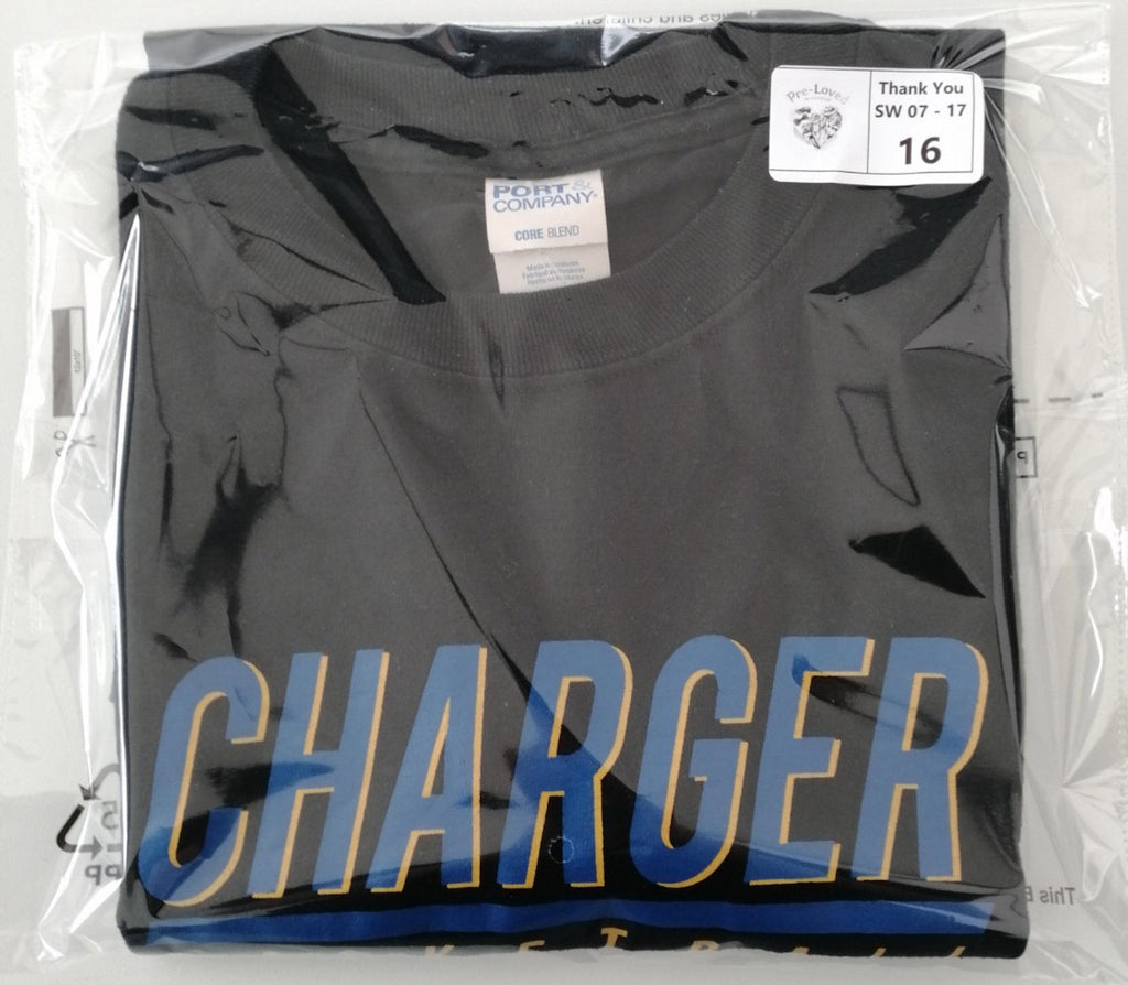 Charger Basketball Sports Graphic Print T-Shirt Men's Size M Black Crew Neck