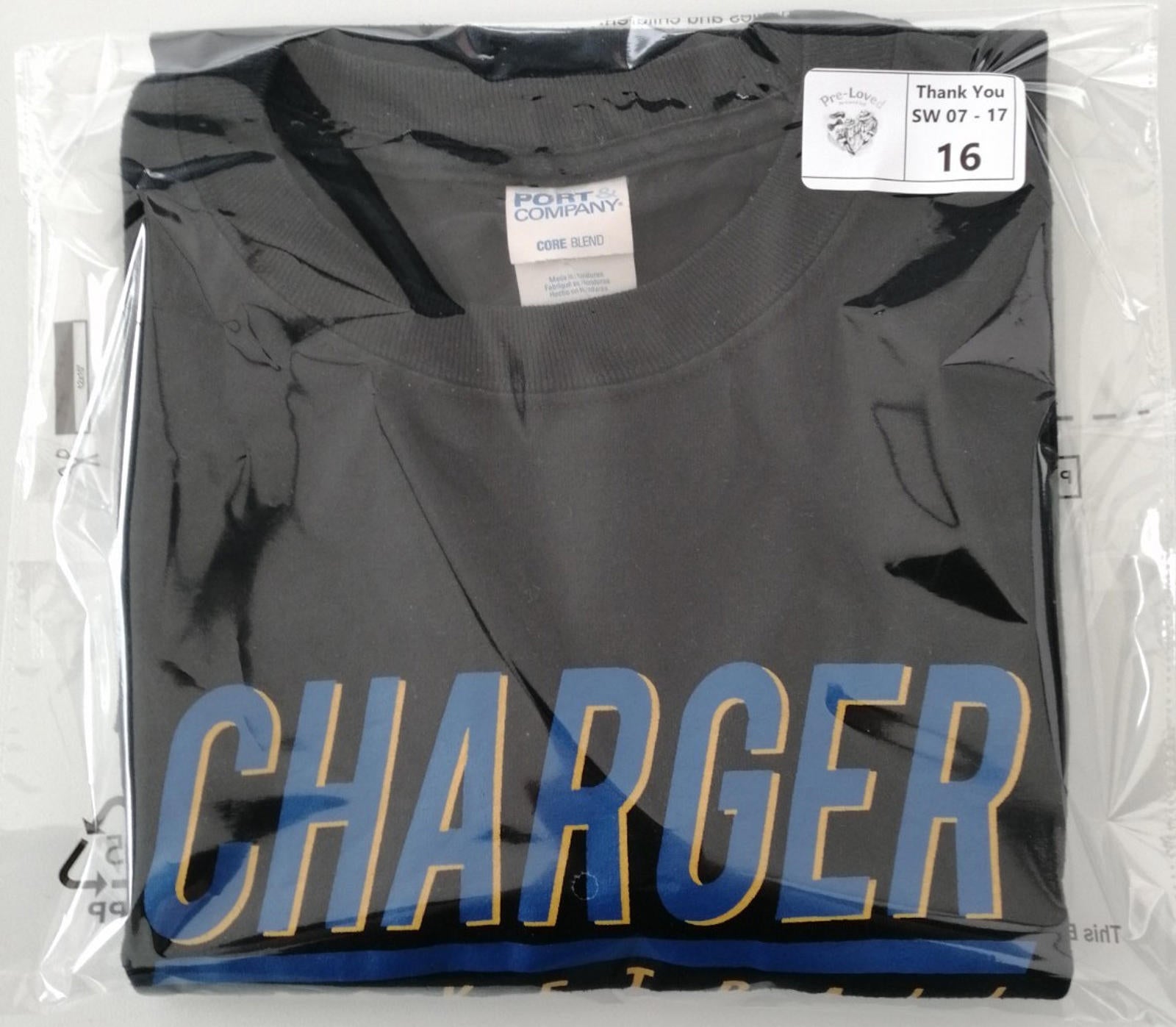 Charger Basketball Sports Graphic Print T-Shirt Men's Size M Black Crew Neck