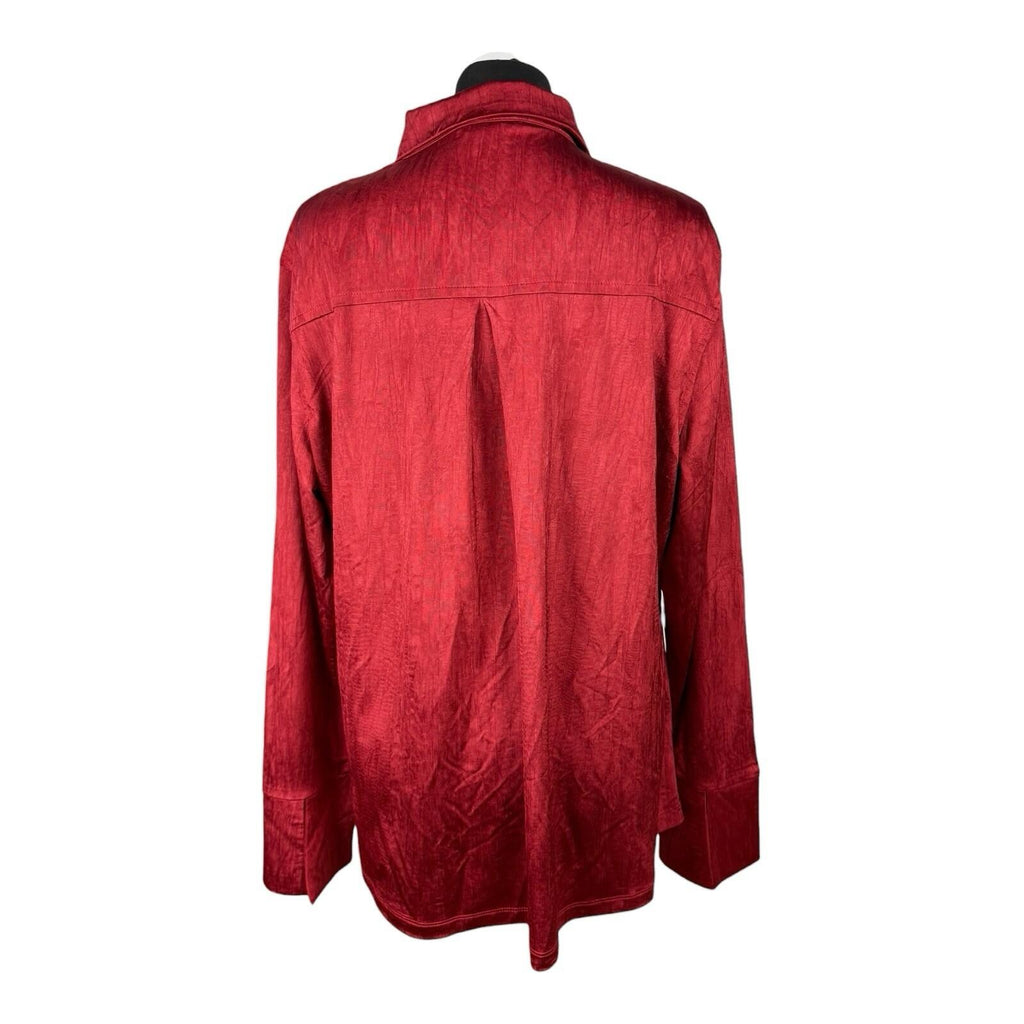 Next Satin Shirt Blouse Women’s UK Size 20 Long Sleeve Collared Red