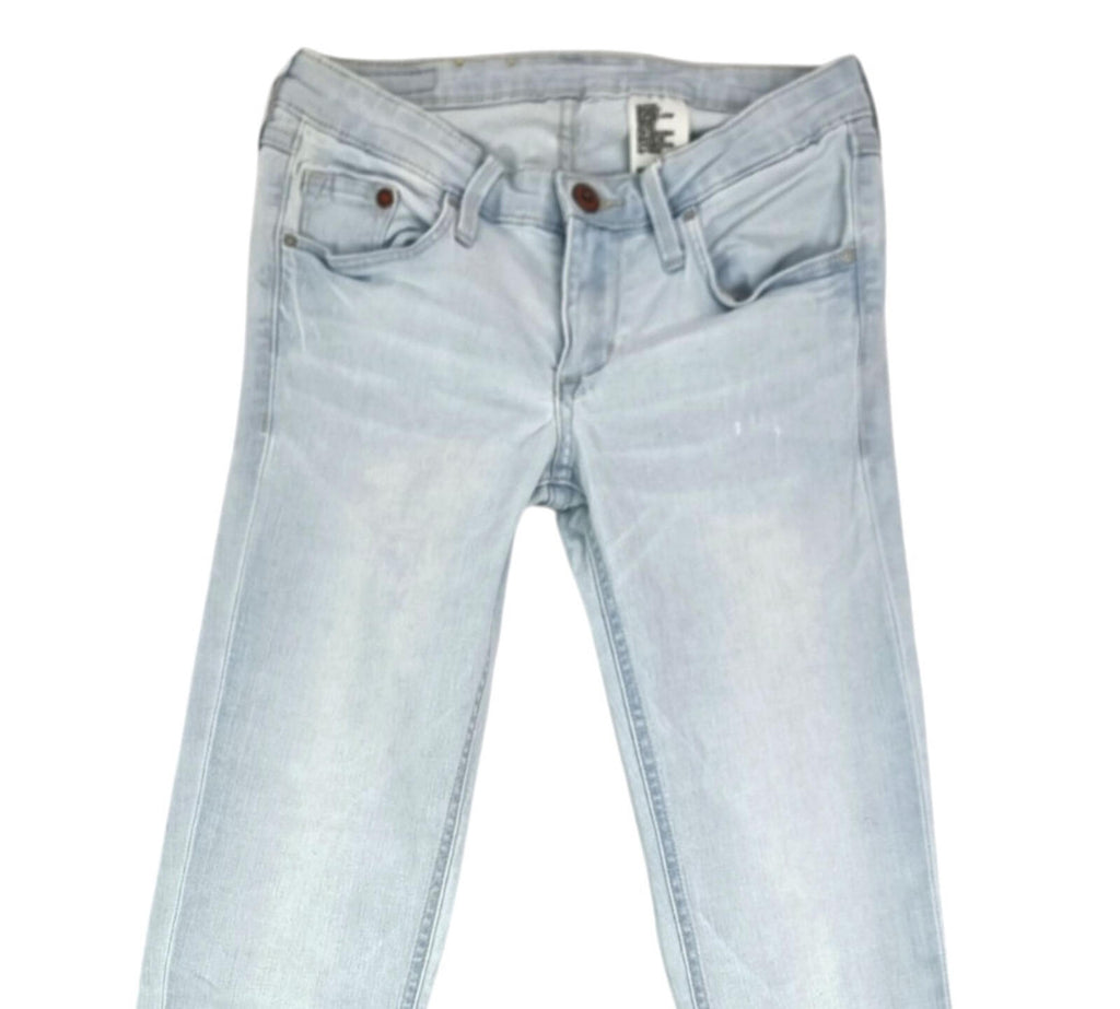 H&M Jeans Women's UK Size W27 L31 Light Blue Super Skinny Low Waist Zip Front