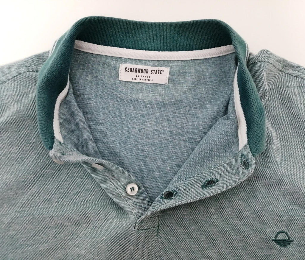 Cedarwood State Polo Shirt Men's Size 2XL Teal Blue Embroidered Logo 100% Cotton