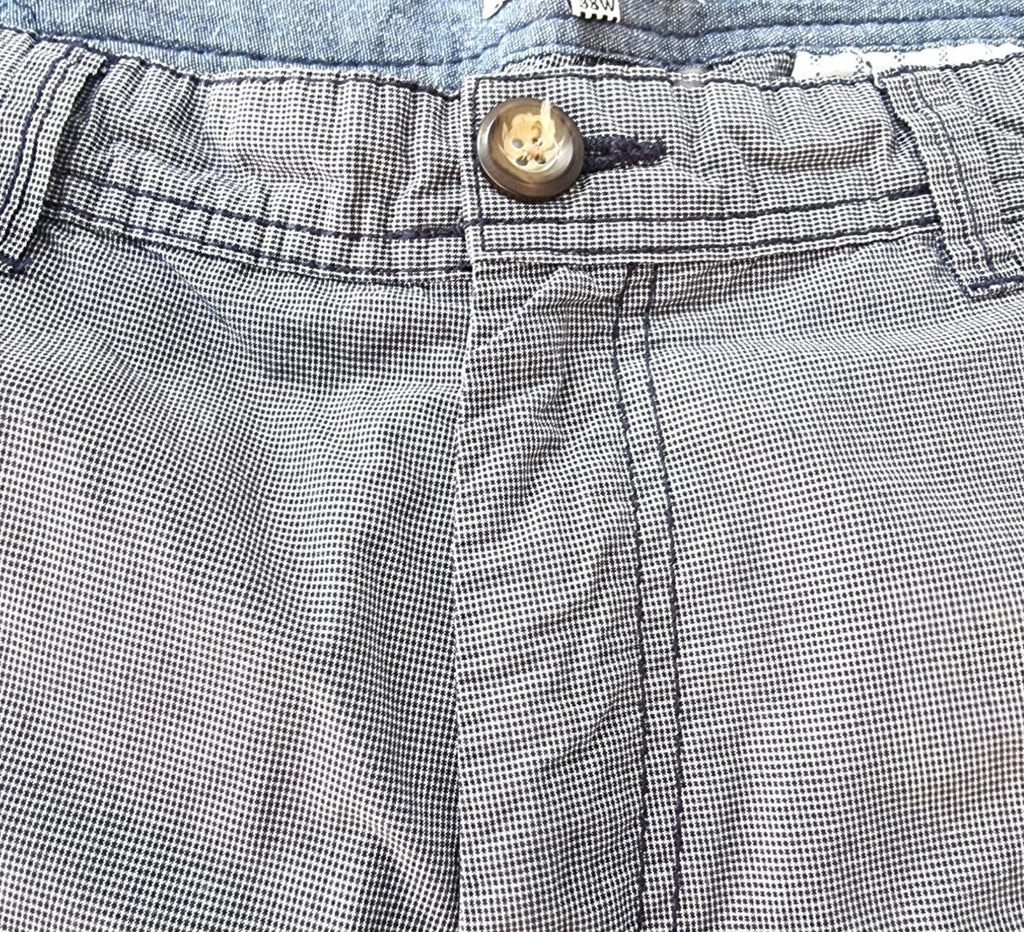 George Boston Crew Chino Shorts Blue Check Pockets Men's UK Size 38" Waist