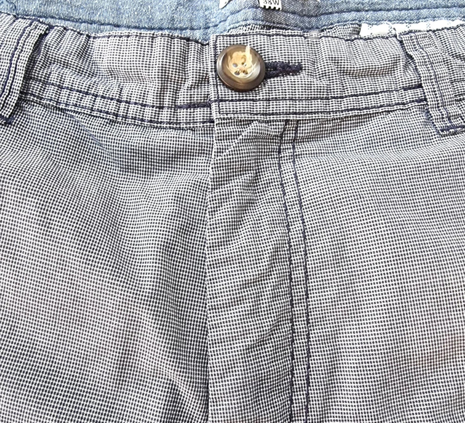 George Boston Crew Chino Shorts Blue Check Pockets Men's UK Size 38" Waist
