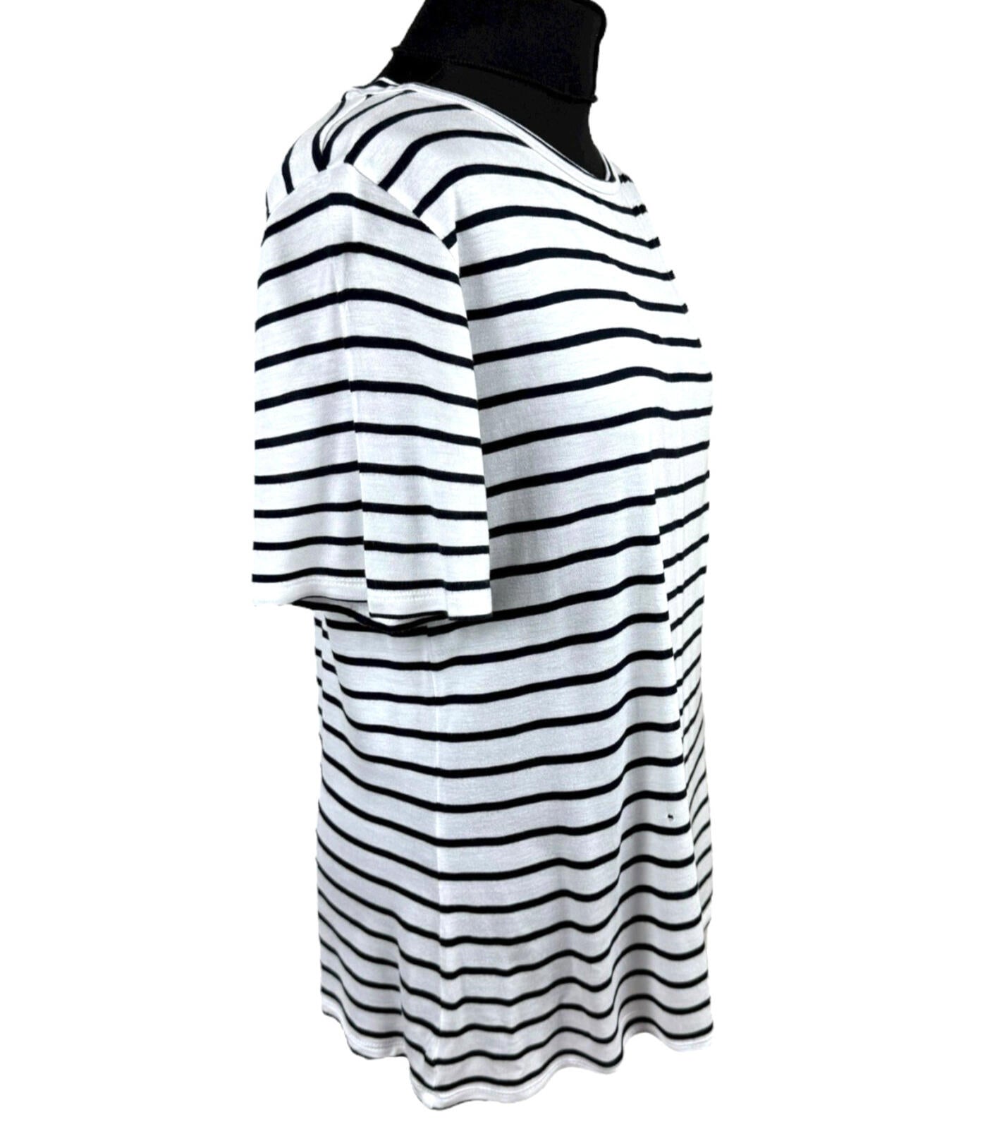 Marks & Spencer White Stripe T-Shirt Top Nautical Women’s UK Size 16