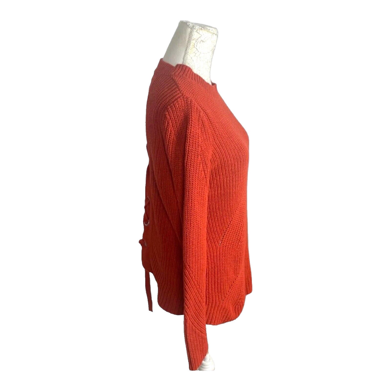 Very Jumper Red Cable Knit Corset Lace Back Women's UK Size 12