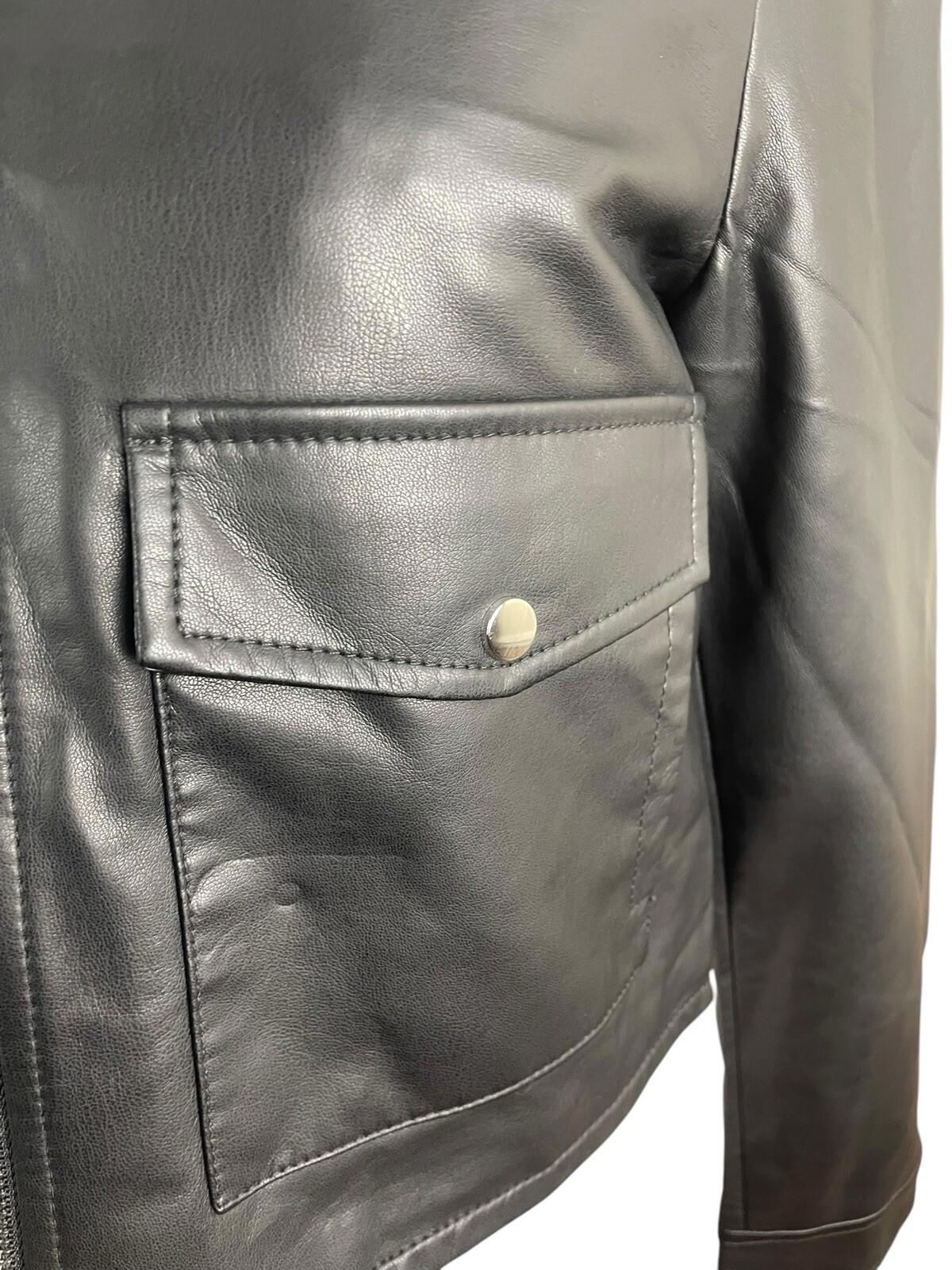 Stradivarius Black Faux Leather Jacket Mid Length Women’s UK Size S