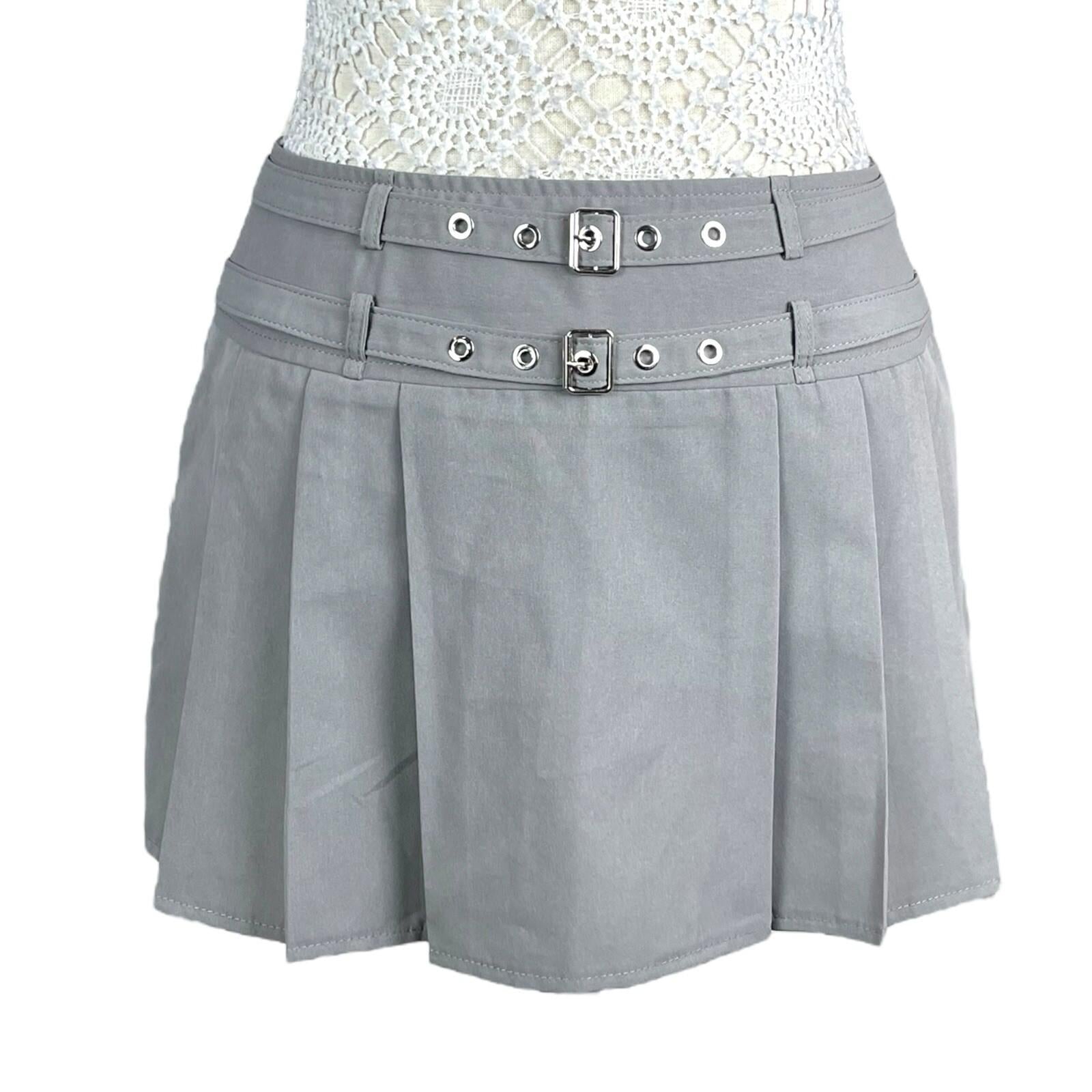 Ravi Famous Grey Pleated Skirt Double Buckle Women’s UK Size 10