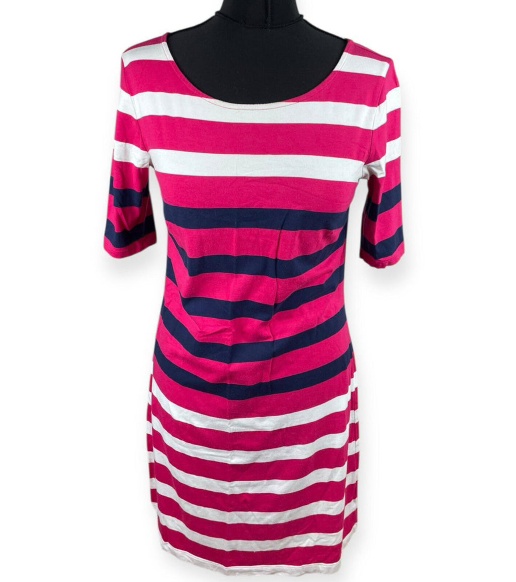 Tommy Hilfiger T-Shirt Dress Women’s UK Size M Striped Knee Length Pink