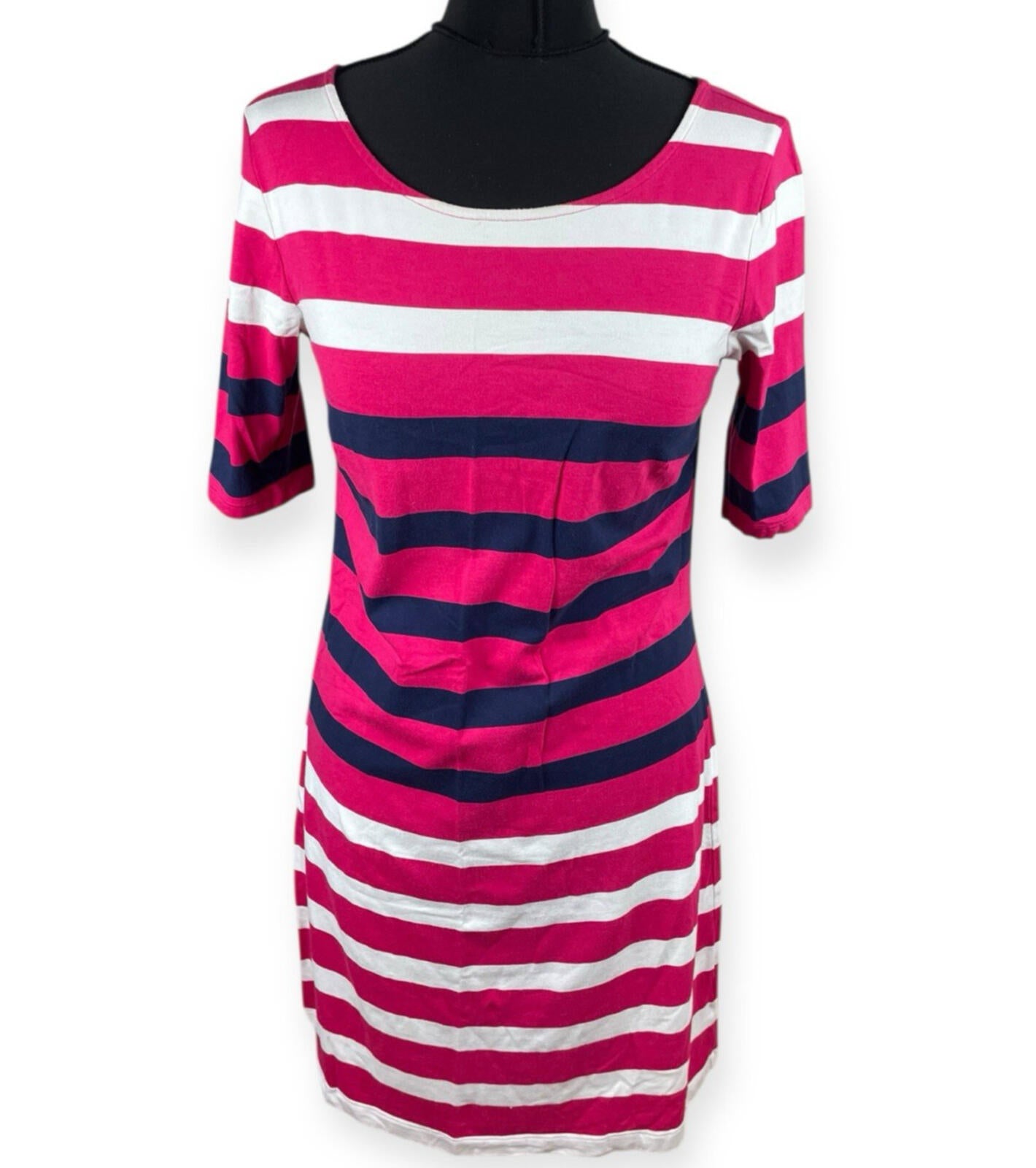 Tommy Hilfiger T-Shirt Dress Women’s UK Size M Striped Knee Length Pink
