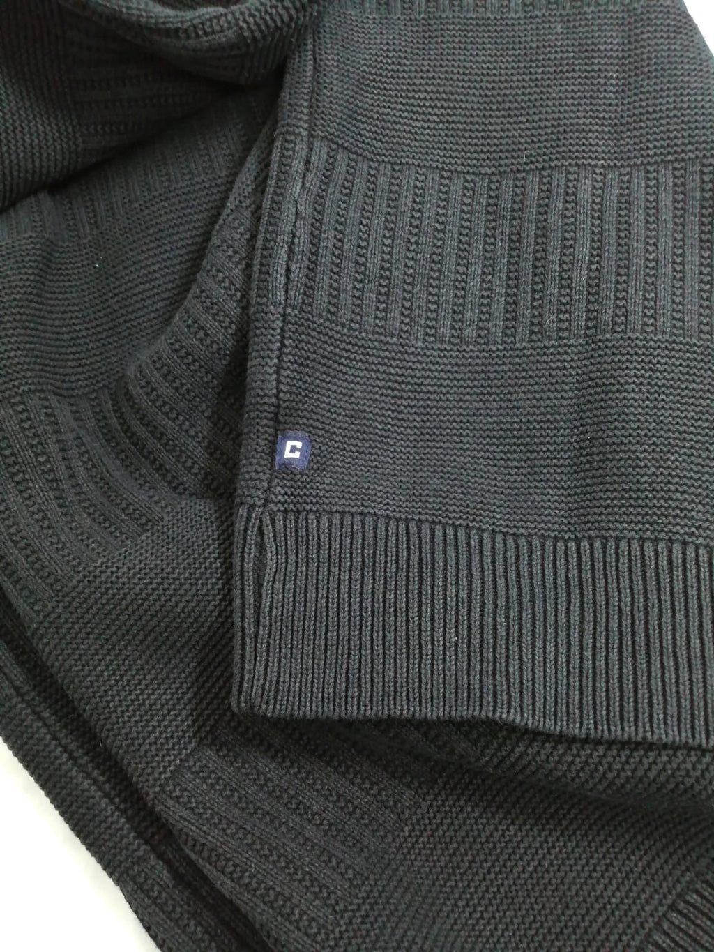 Ralph Lauren Chaps 1/4 Zip Ribbed Black Jumper Men's Size XL 100% Cotton