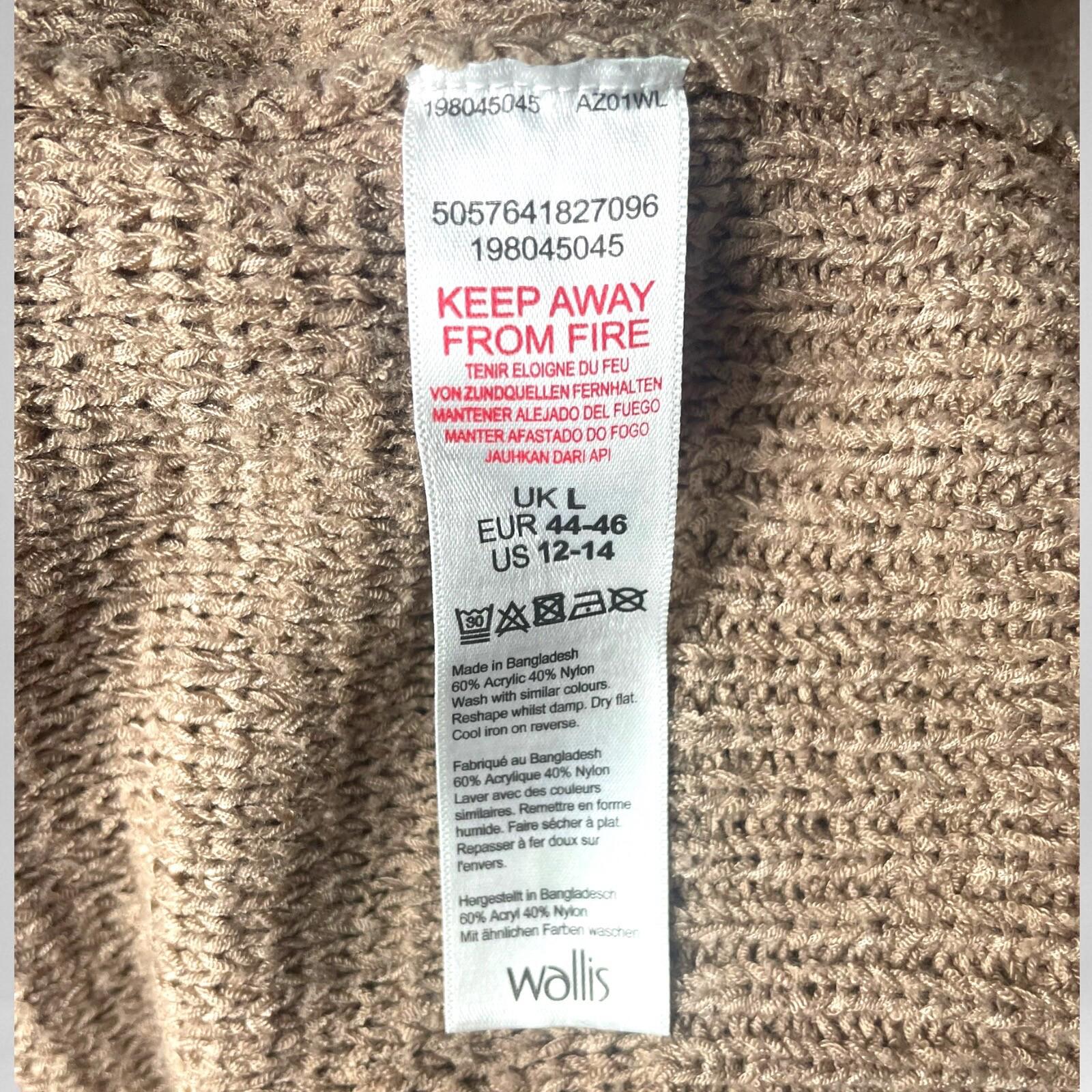 Wallis Knit Jumper Beige With Button Detail Women's UK Size 12-14