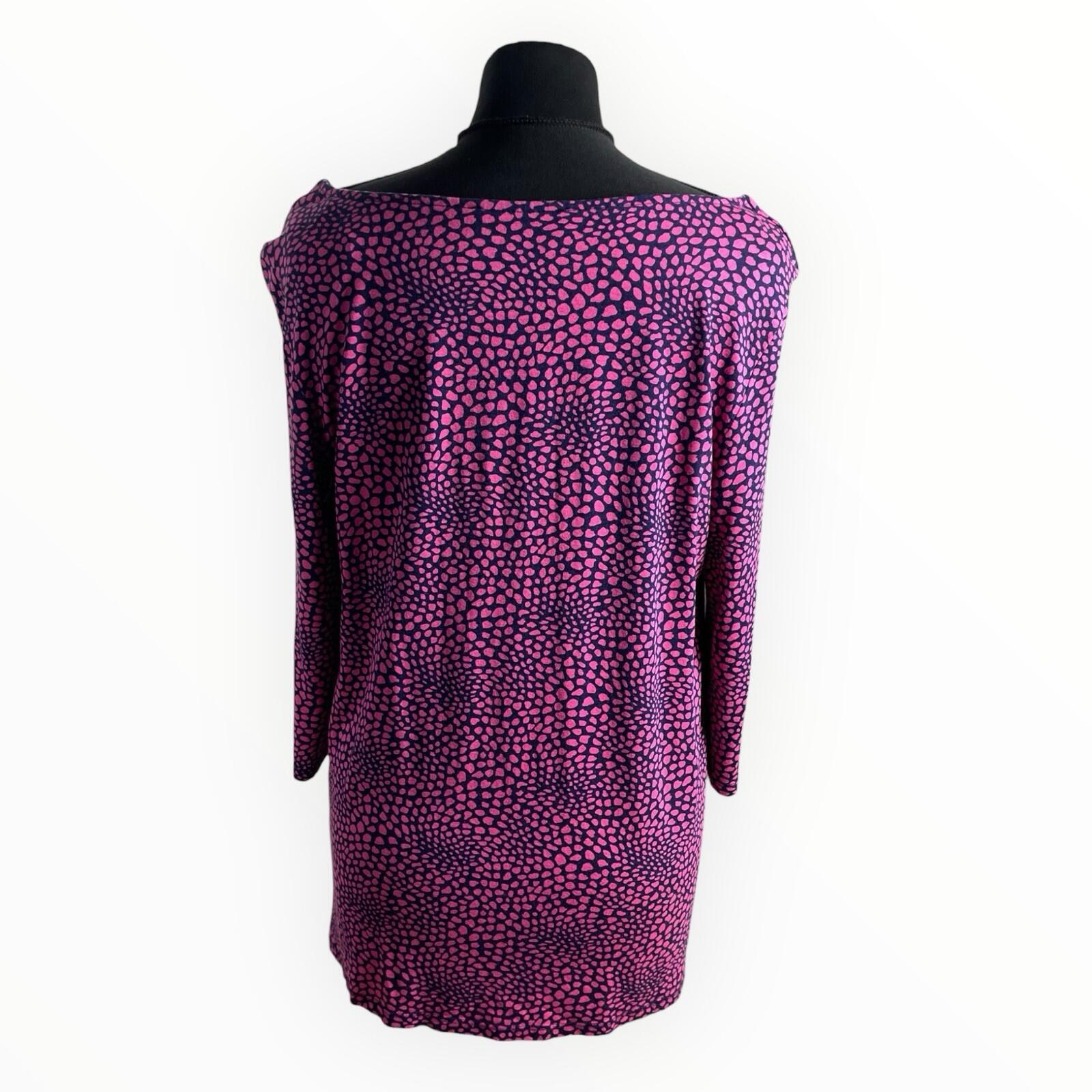 George Moda Spotted Blouse Top Women’s UK Size 16 3/4 Sleeve Scoop Neck Pink