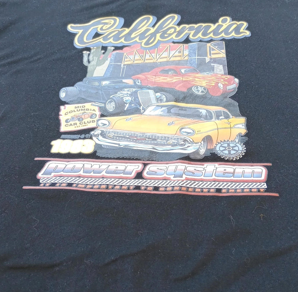 California Graphic Print T-Shirt Men's UK Size S Black Crew Neck 100% Cotton