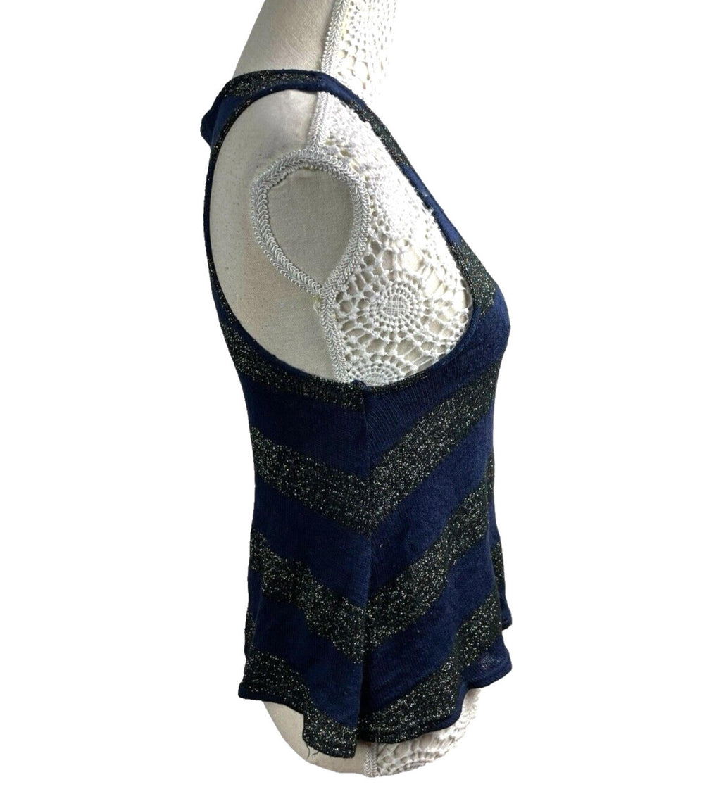 New Look Knitted Tank Top Glitter Stripe Detail Women’s UK Size 8