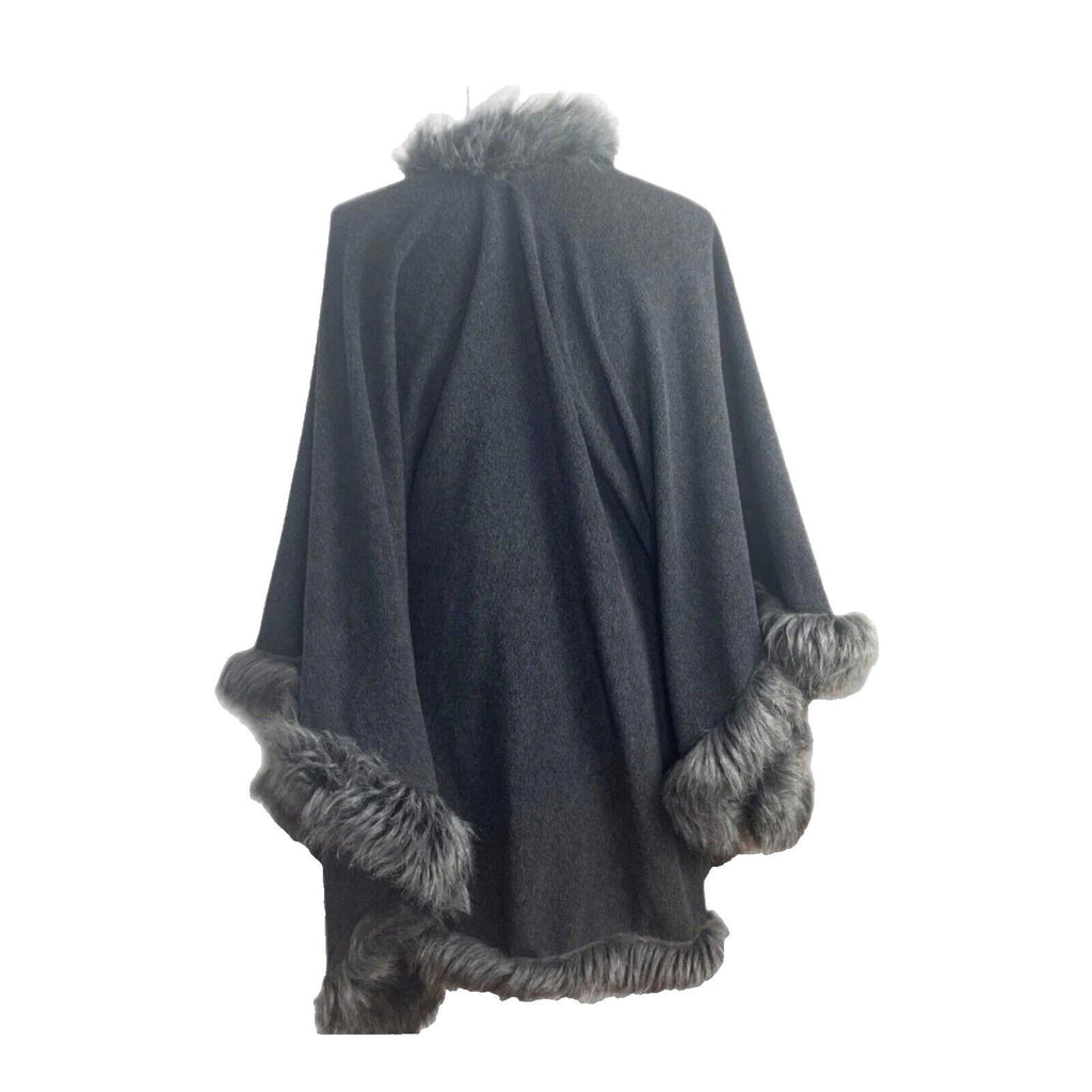 Very Fur Fleece Wrap Shawl Open Shoulder Coat Women's One Size UK 8 - 14 Grey
