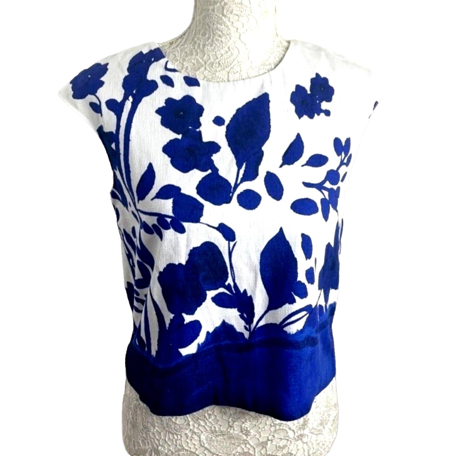 Zara Textured Floral Cotton Blend Crop Top Women's UK Size Small S