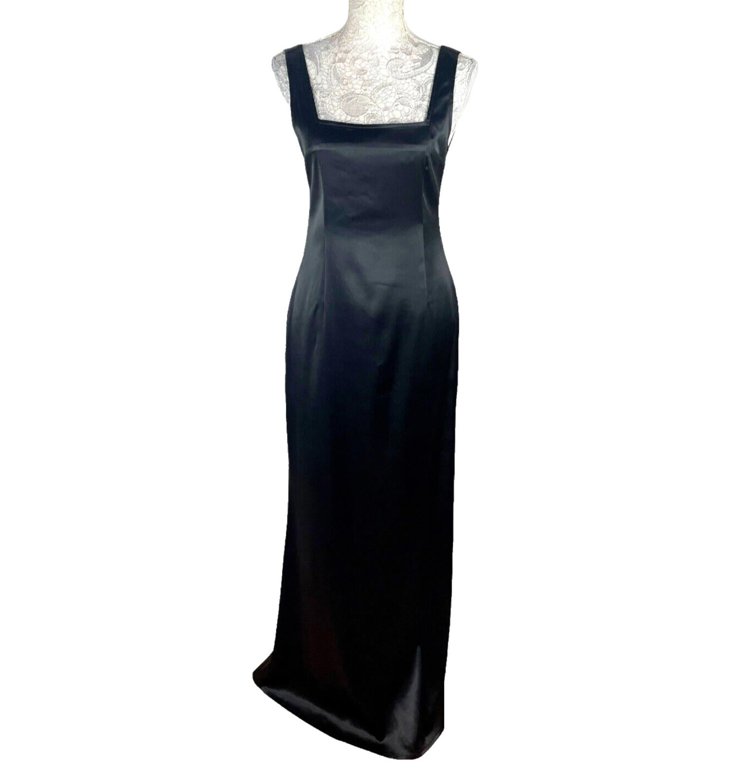 Satin Ballgown Prom Dress Low Back Black White Satin Bow Detail UK Size 8