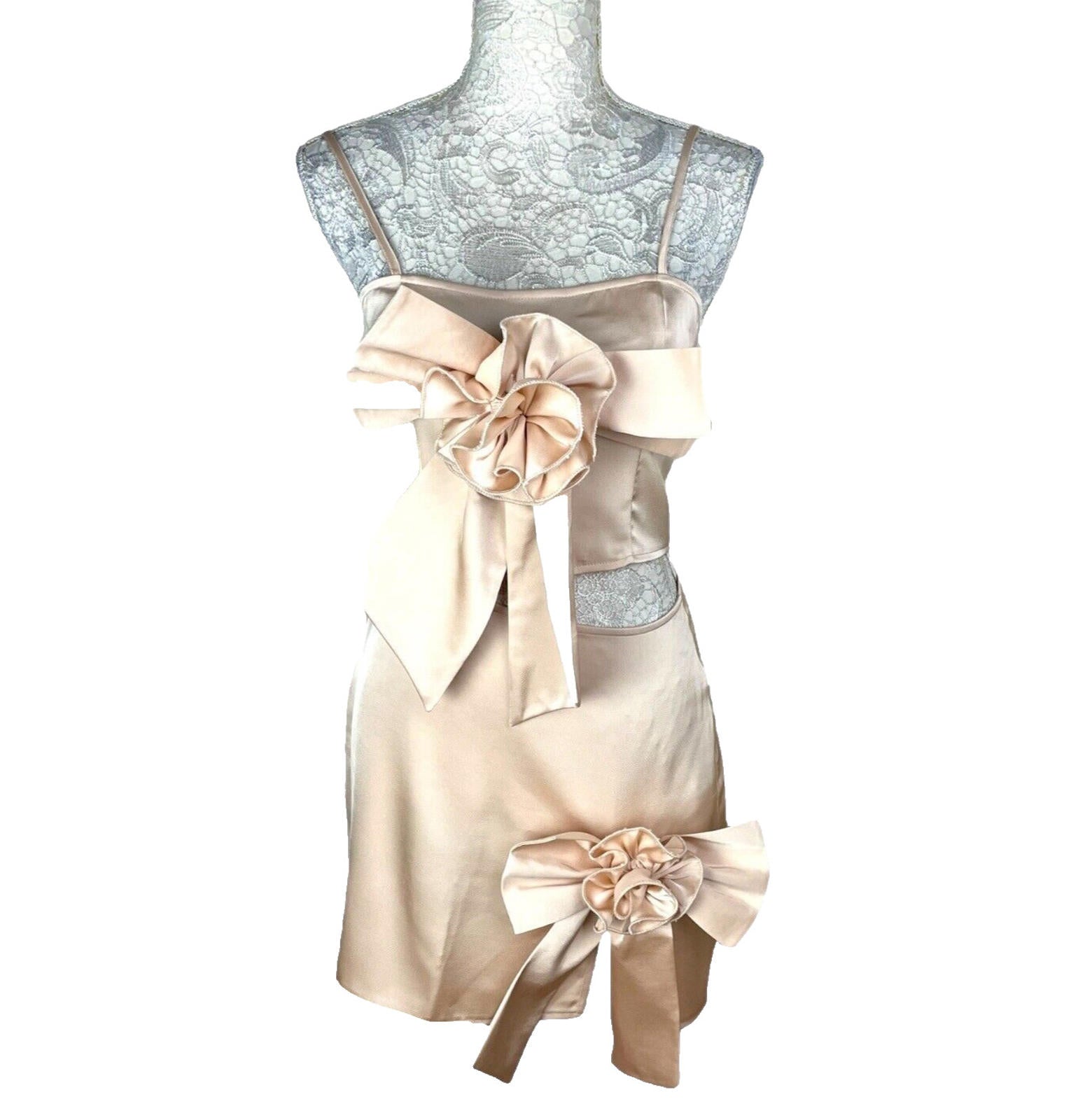 Pretty Little Thing Skirt & Crop Top Women's UK Size 8 Sculptural Petal Satin