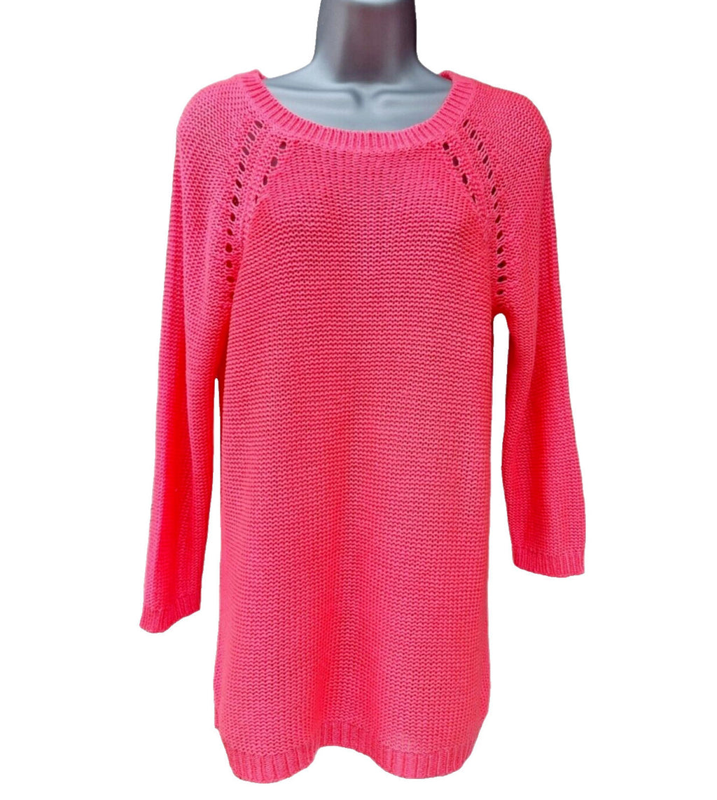 F&F Pink Knit Jumper Dress Crew Neck Women's UK Size 10