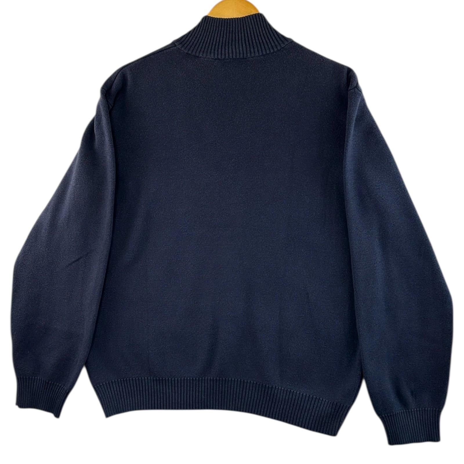 Timberland Knit Jumper Men's UK Size L Blue 1/4 Zip 100% Cotton Long Sleeve