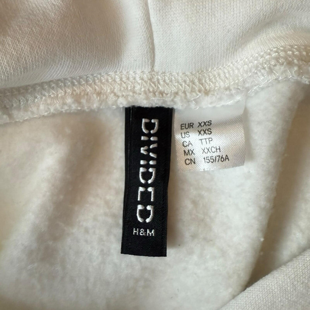 Divided Fleece Lined Hoodie Women's UK Size 2XS Oversized Boston White Jersey