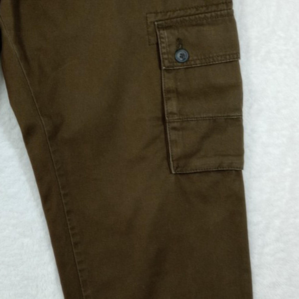 Easy Cargo Trousers Men's UK Size W38 L29 Brown 6 Pocket Design 100% Cotton